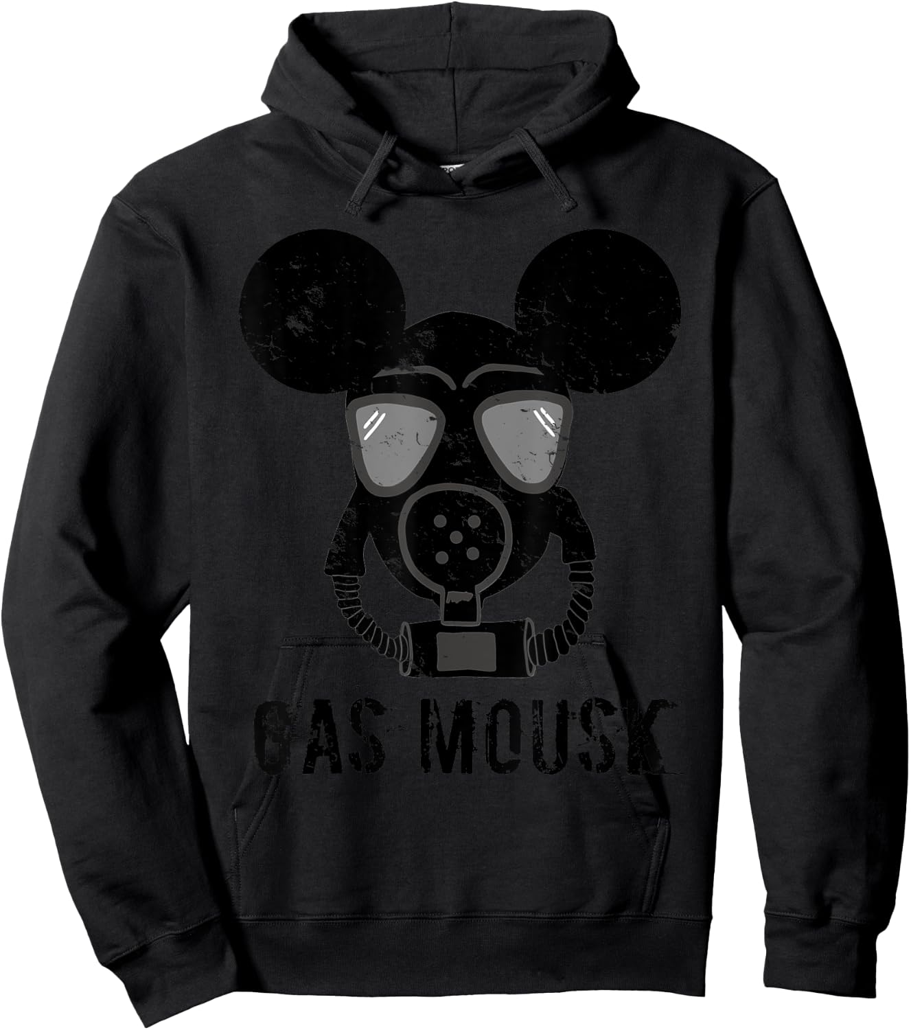 Funny Satire Dark Humor Gas Mousk Mouse Cartoon Comic Gift Hoodie - Hoodie | Black