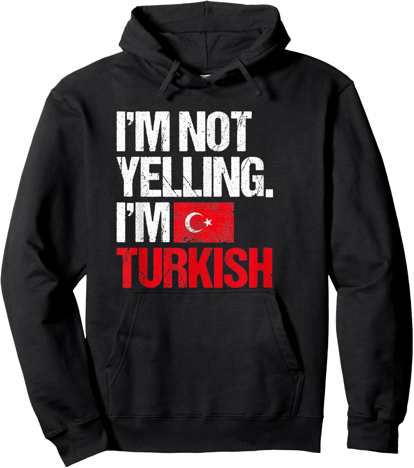 Retro Turkey Apparel -Adults Black Small Classic Fit Short Sleeve I'm Not Yelling Im Turkish Hoodie - Hoodie | Black
