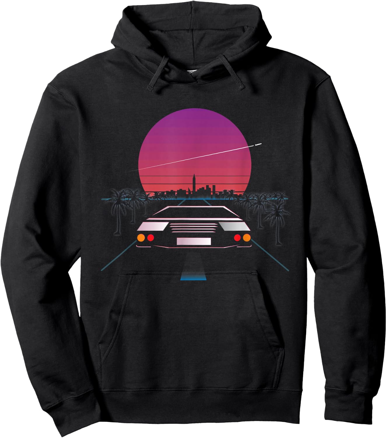 Retrowave Synthwave Aesthetics Sports Car Hoodie - Hoodie | Black