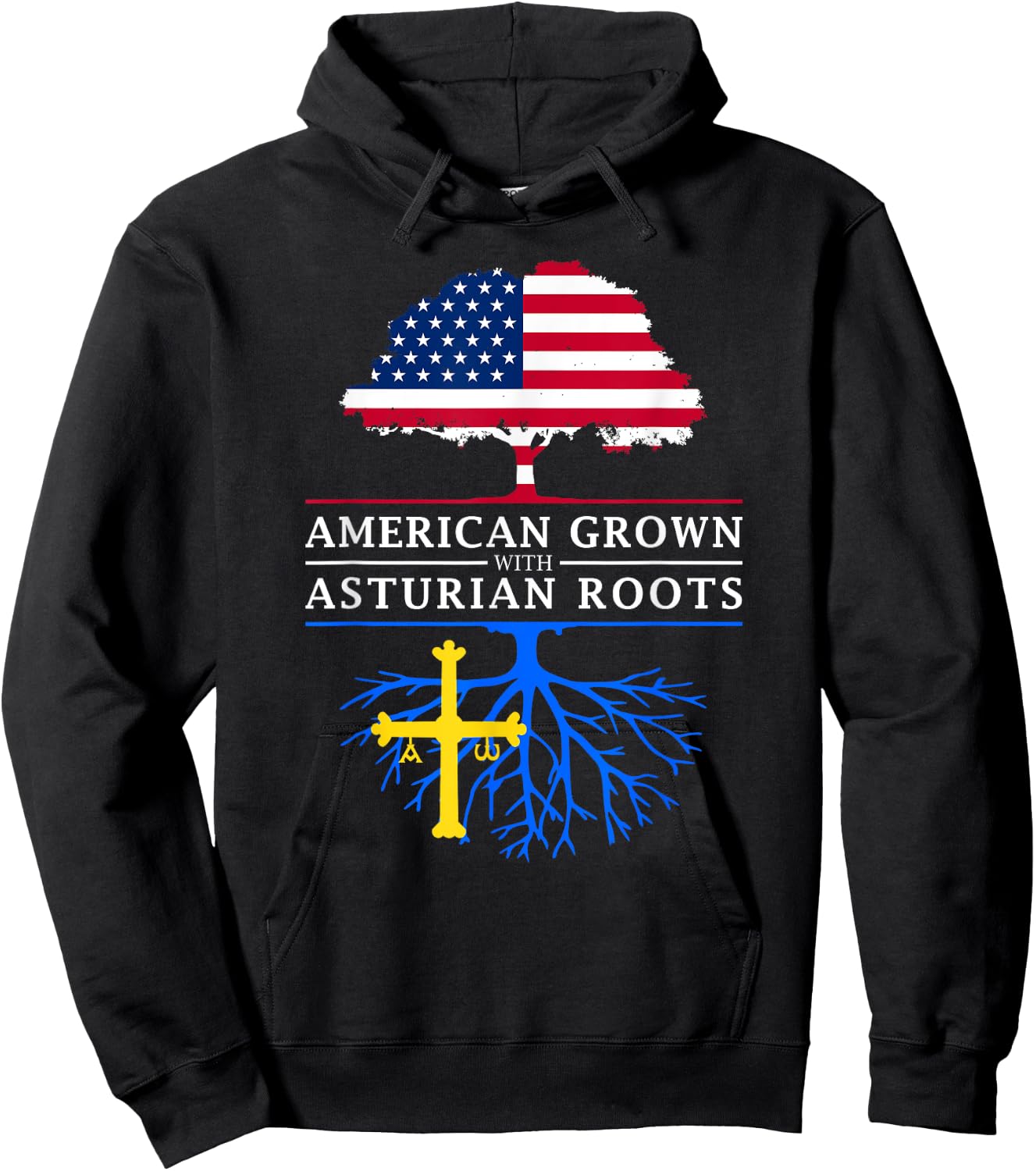 Asturian American Flag Reunion - Asturias Shirt Hoodie - Hoodie | Black
