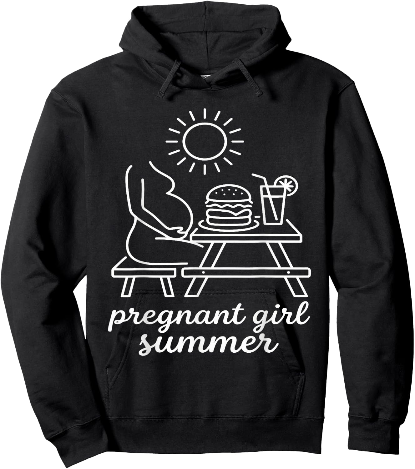 Pregnant Girl Summer - Pregnancy Announcement Hoodie - Hoodie | Black