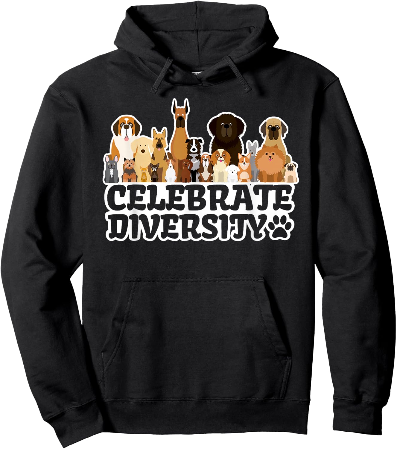 Funny Dog Lover | 'Celebrate Diversity' | Cute Dog Women Girls Kids Hoodie - Hoodie | Black
