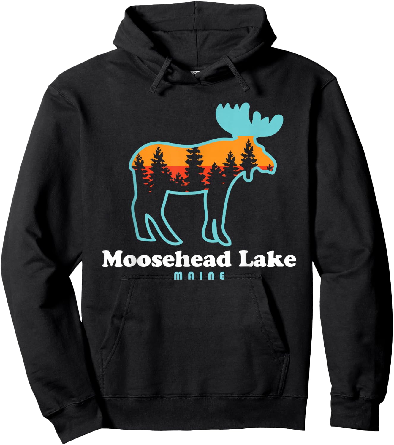 Moosehead Lake Maine - Moose Moosehead Lake Hoodie - Hoodie | Black