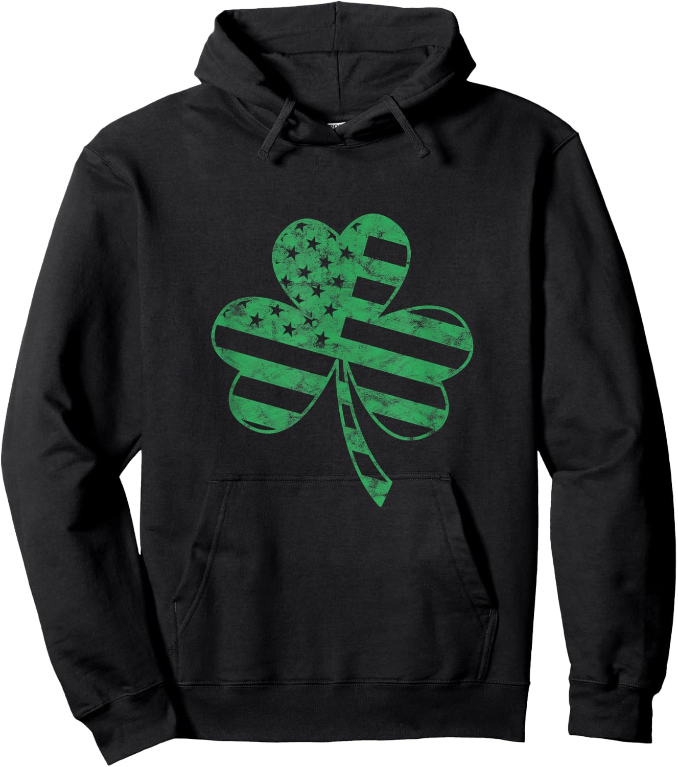 Irish American Flag Vintage Shamrock St Patricks Day Hoodie - Hoodie | Black