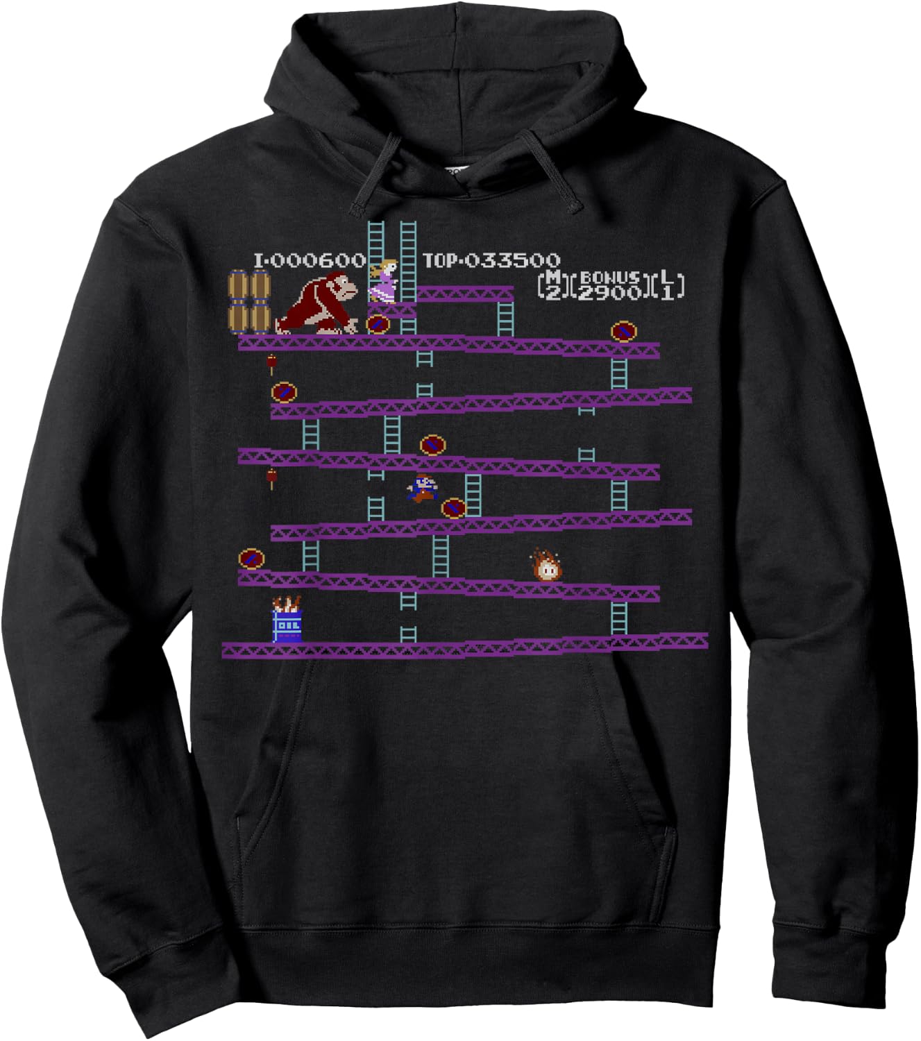 Donkey Kong Retro Arcade Game Screen Hoodie - Hoodie | Black