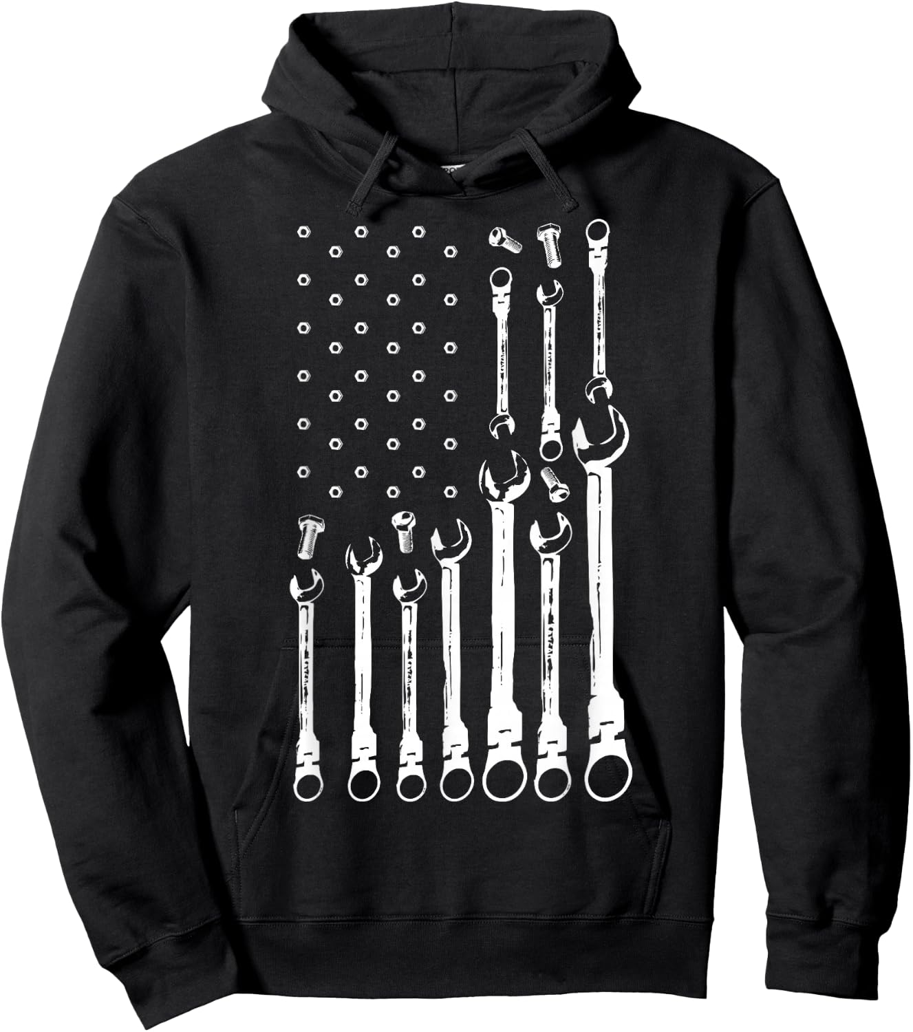 Mechanic Flag American Patriotic Flag Car Mechanic USA Flag Hoodie - Hoodie | Black