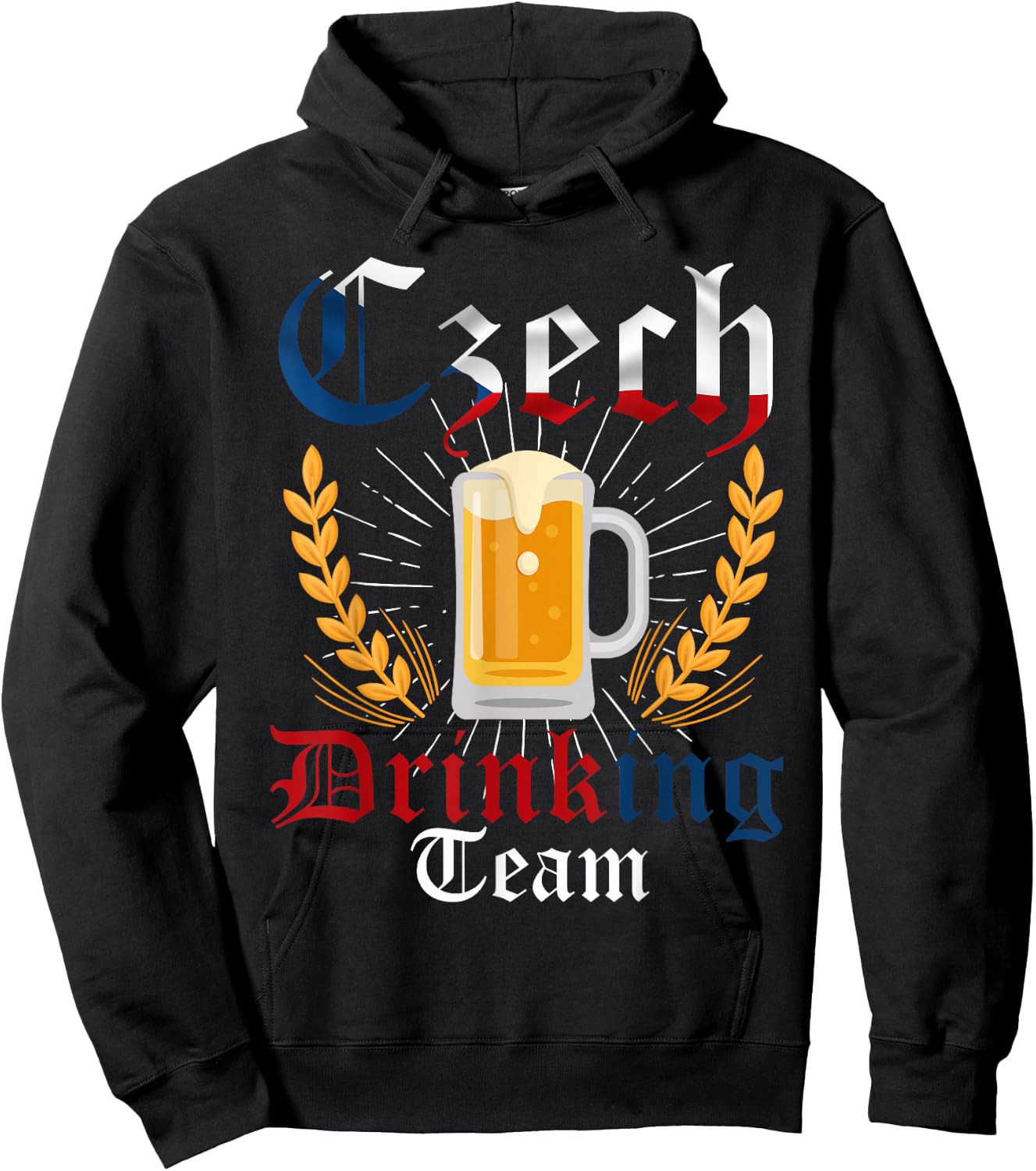 Czech Drinking Team Beer and Flag Colors Oktoberfest Gift Hoodie - Hoodie | Black