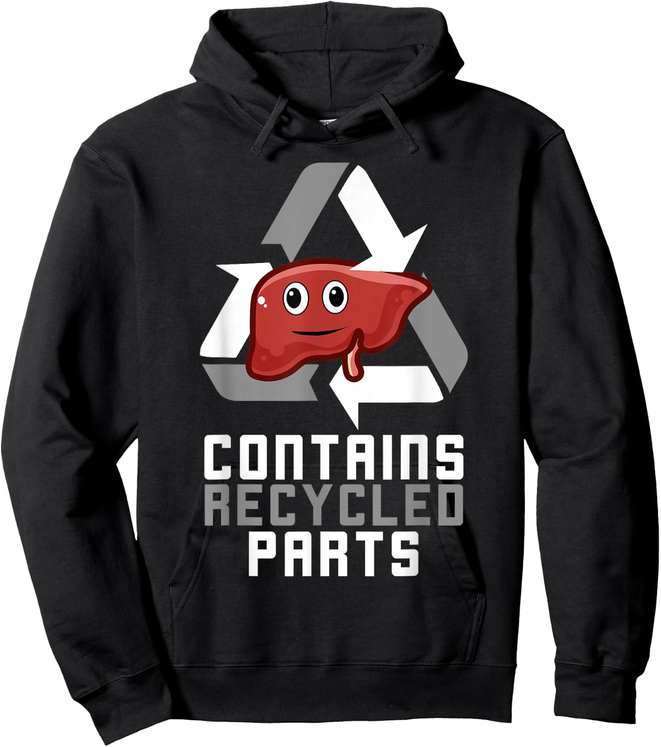 Contains Recycled Parts Liver Transplant Survivor Hoodie - Hoodie | Black