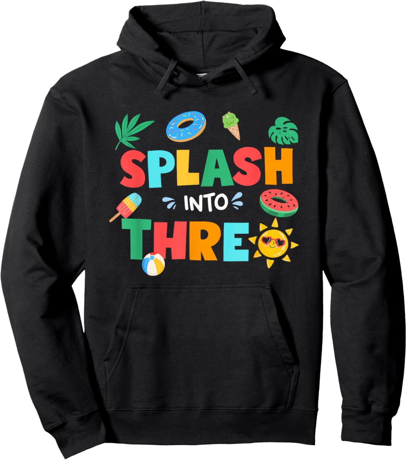 Splash Into Three Birthday Summer 3rd Birthday Pool Party Hoodie - Hoodie | Black