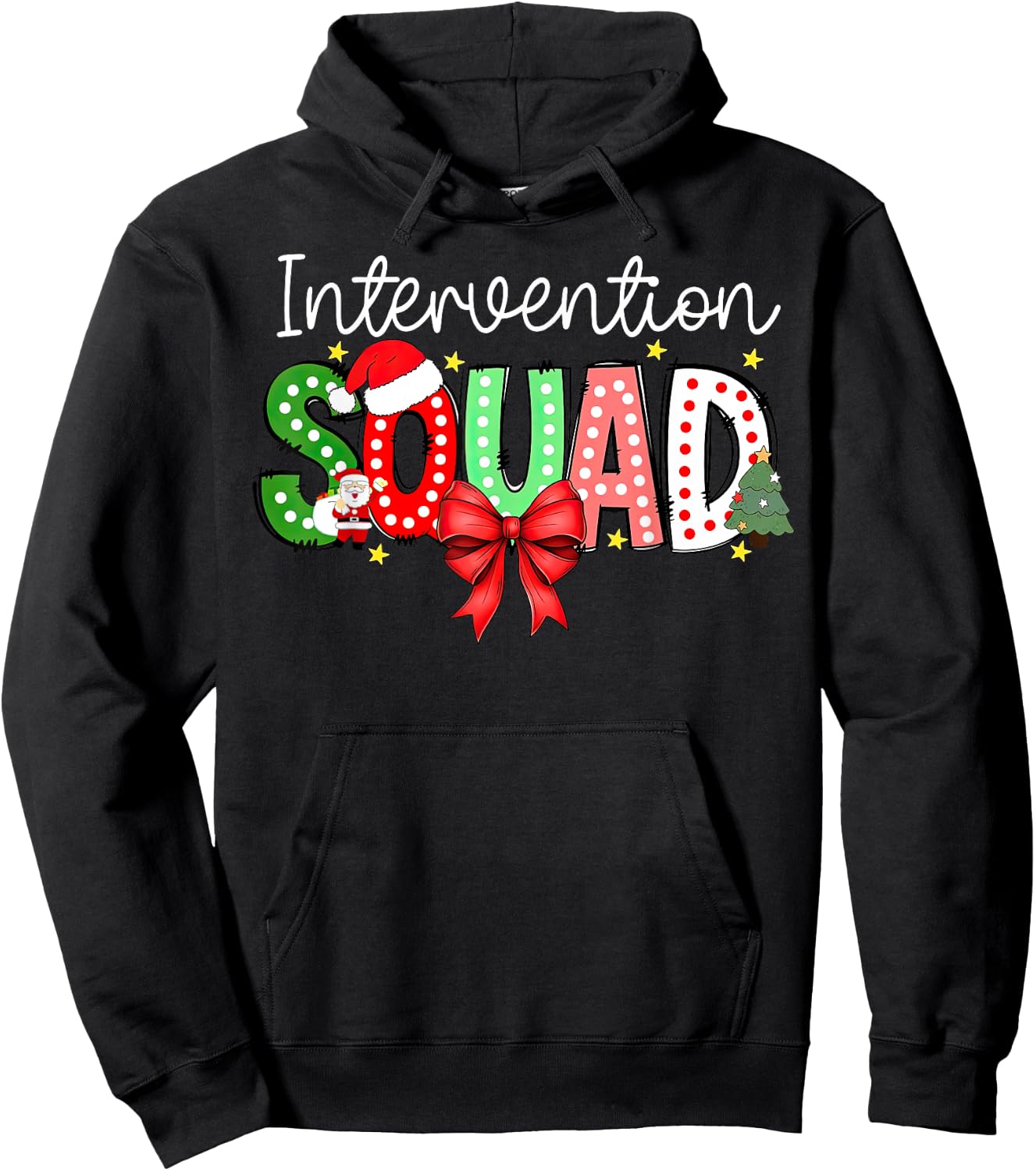 Intervention Squad Christmas Early Intervention Teacher Xmas Hoodie - Hoodie | Black