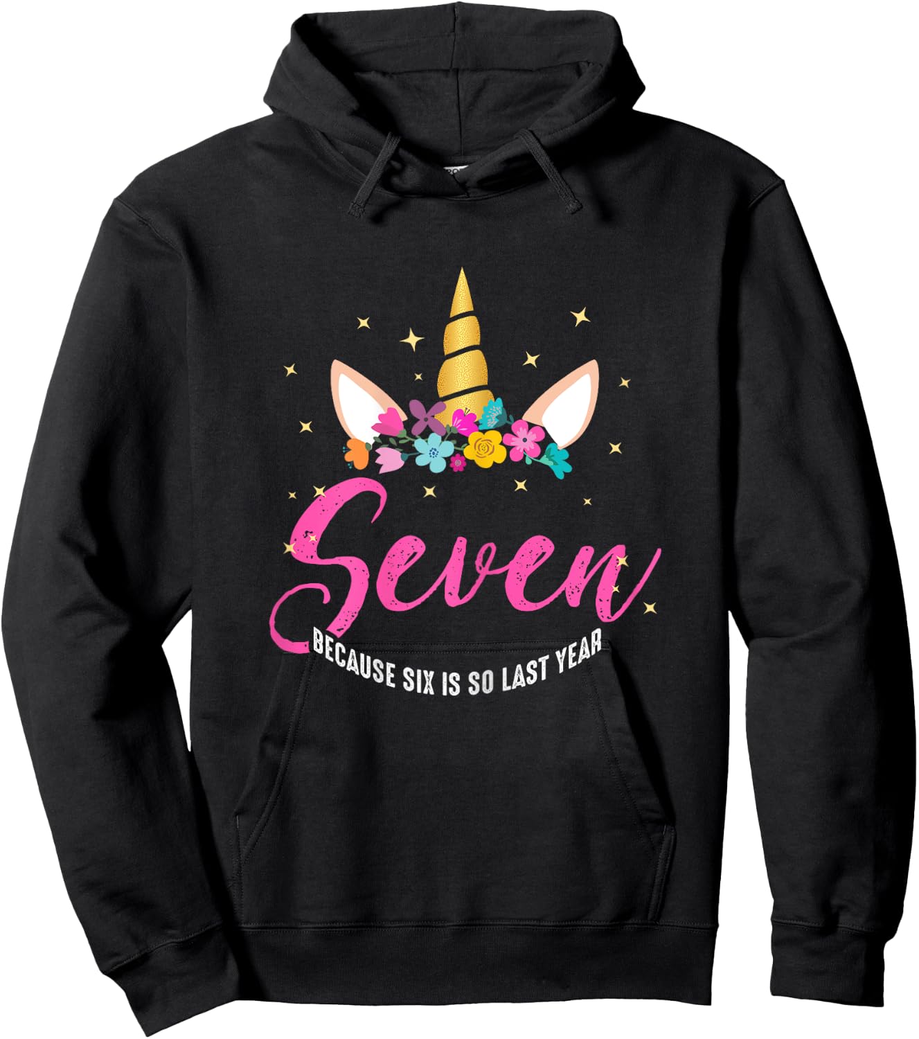 7 Years Old Birthday Girl Gifts Unicorn 7th Birthday Hoodie - Hoodie | Black