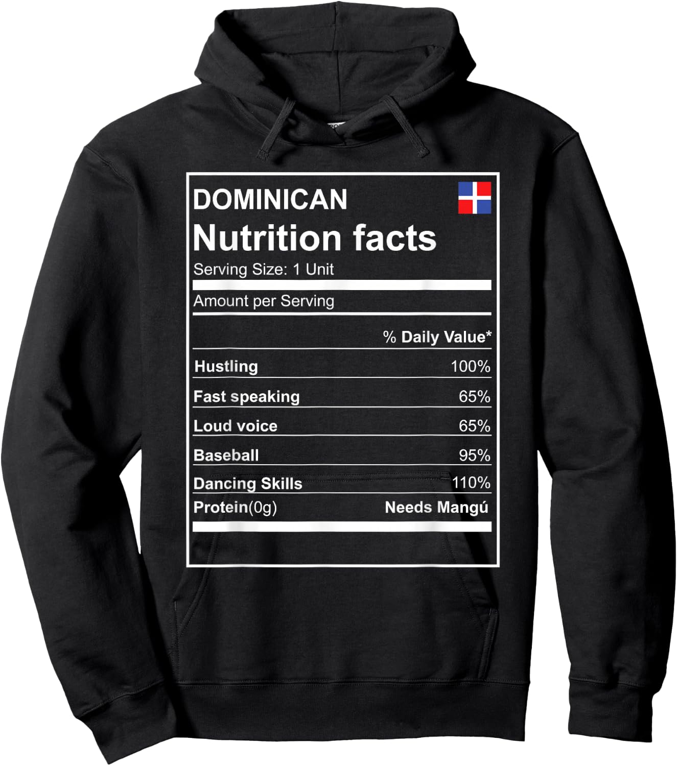Dominican Nutrition Facts cool and modern Hoodie - Hoodie | Black