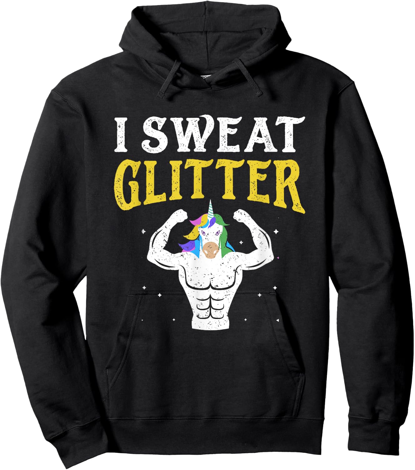 Funny Gym T Shirt, I Sweat Glitter Unicorn Workout Shirt Hoodie - Hoodie | Black