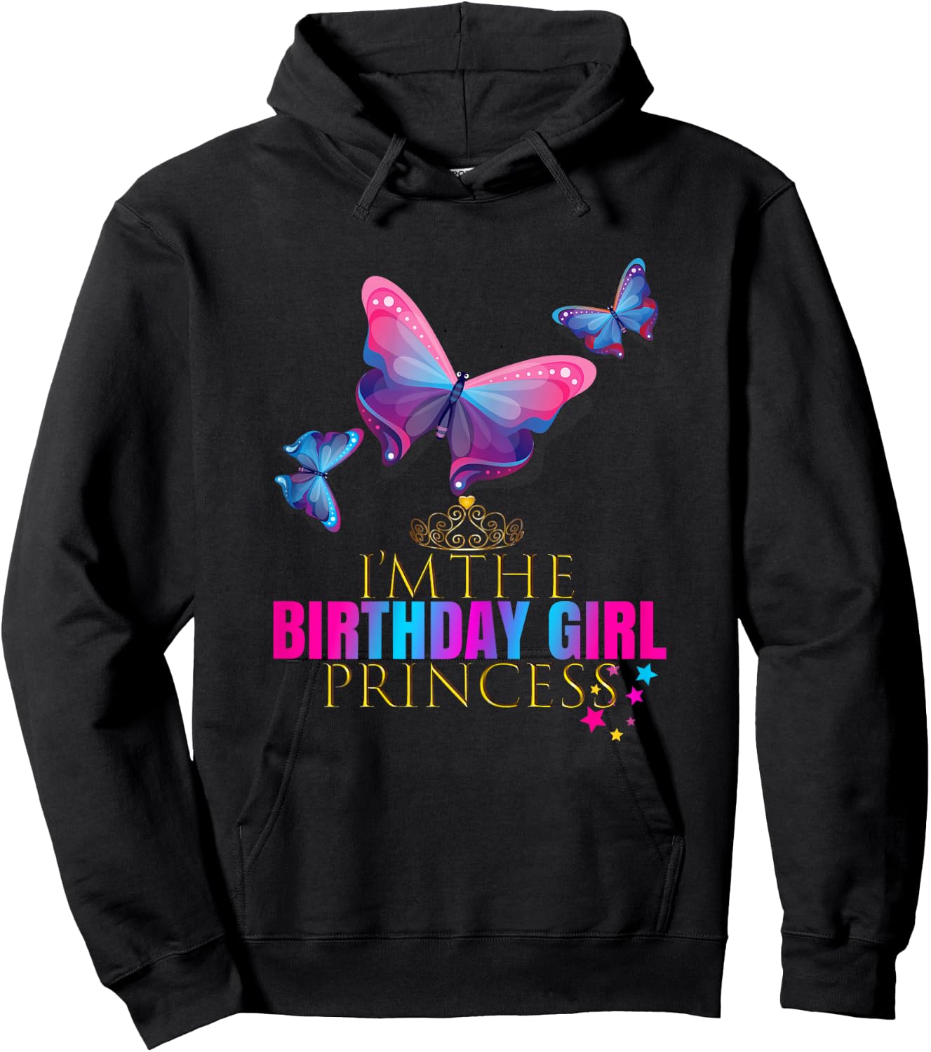 CUTE: BUTTERFLY Birthday Girl Princess Shirt Party Outfit Hoodie - Hoodie | Black
