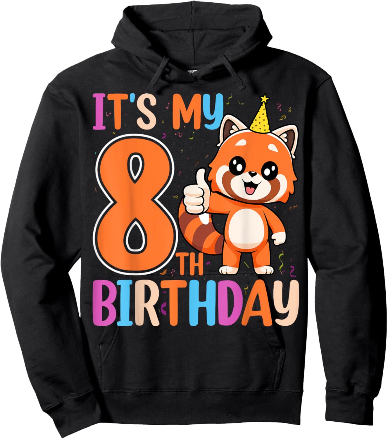 It’s My 8th Birthday Cute Red Panda Kids 8 Years Old Hoodie - Hoodie | Black