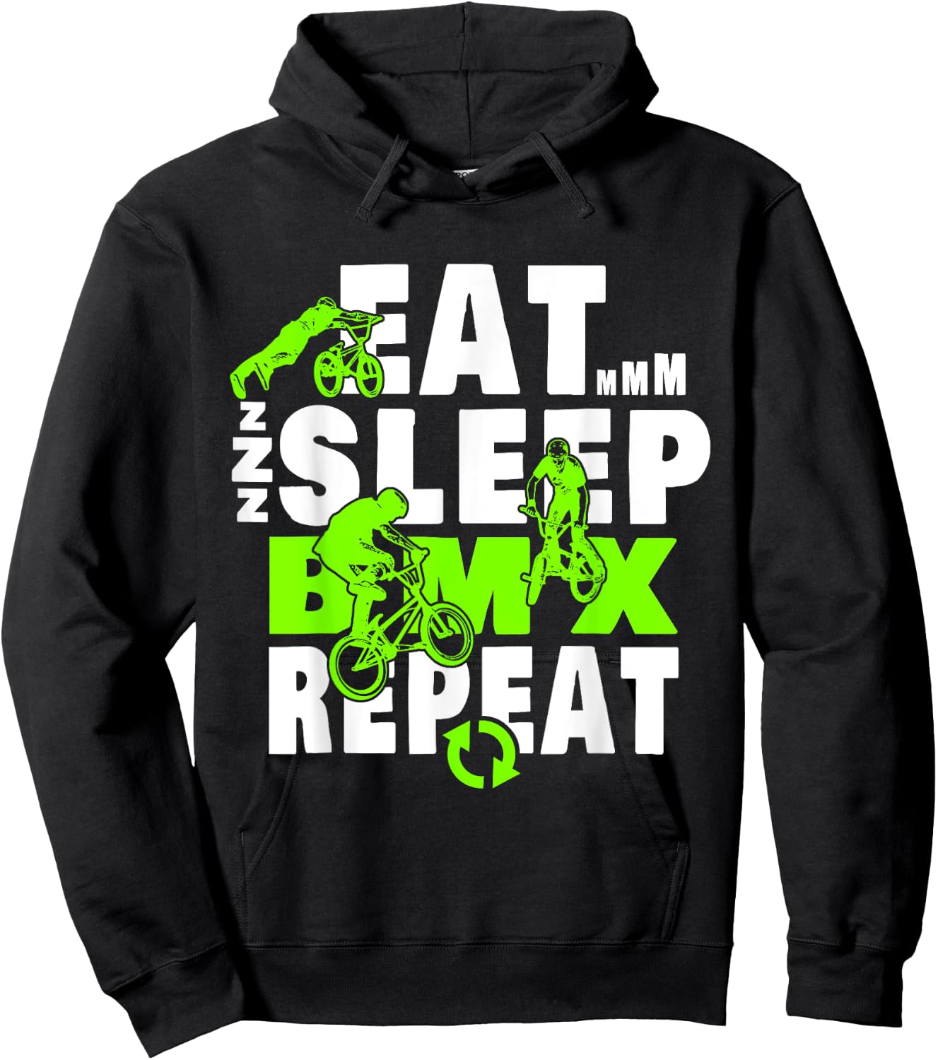 Eat Sleep BMX Repeat Funny Bicycle Gift Motocross Hoodie - Hoodie | Black