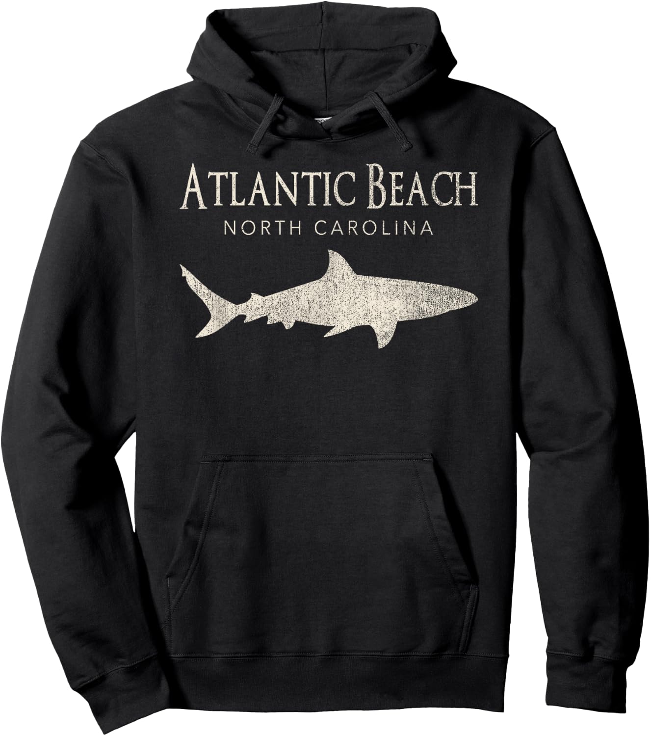 Retro Atlantic Beach NC Shark Women Girls Kids Hoodie - Hoodie | Black