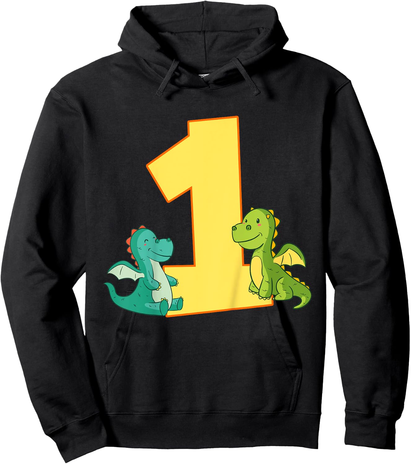 Kids 1st Birthday Dragon Shirt 1 Year Boys Dragon Gift Hoodie - Hoodie | Black