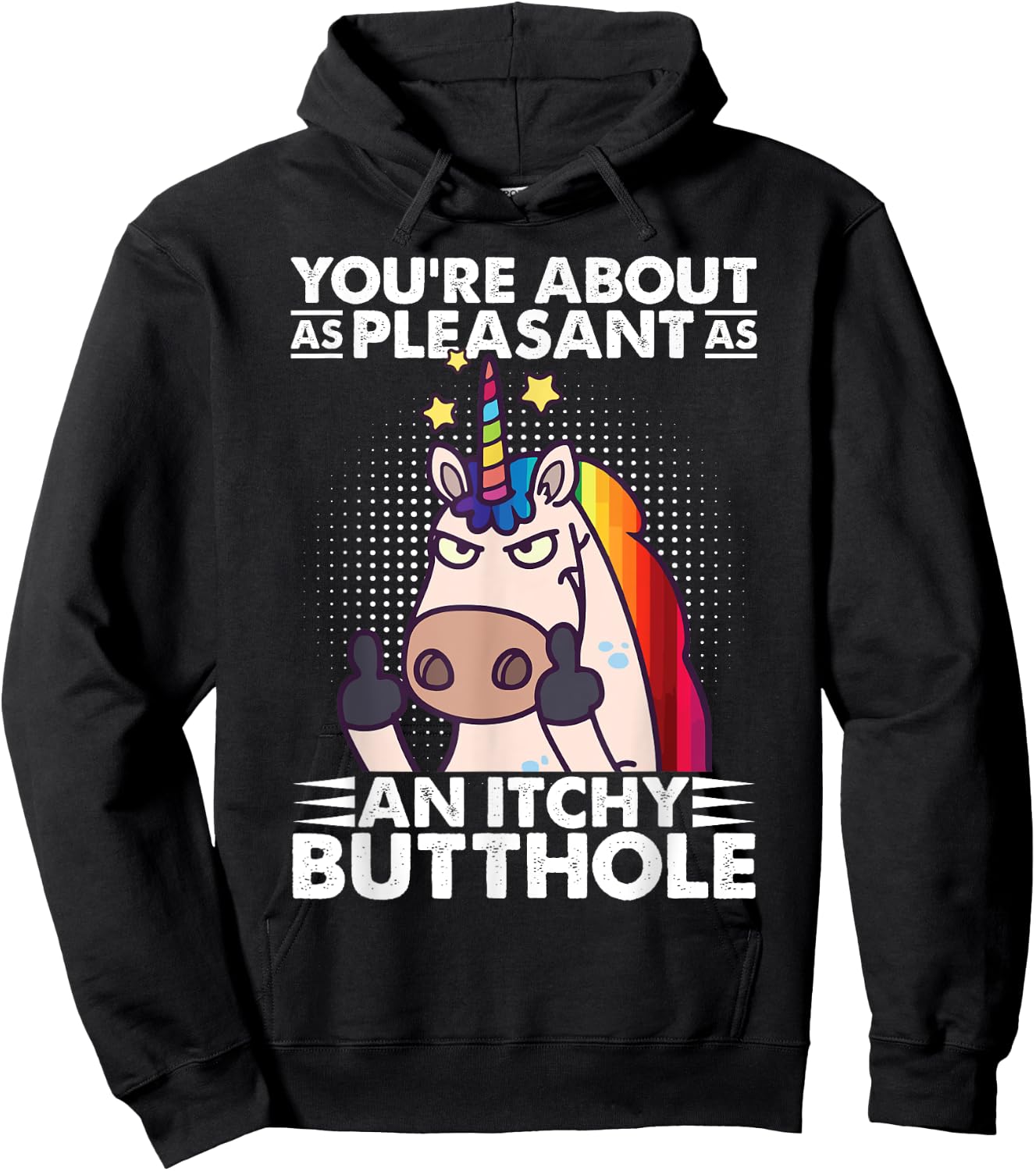 You're Pleasant As An Itchy Butthole Funny Sassy Unicorn Hoodie - Hoodie | Black