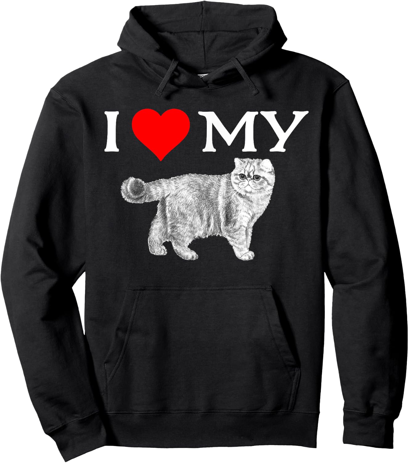 I Love My Exotic Shorthair Cat - Great Gift Men Women Girls Kids Hoodie - Hoodie | Black