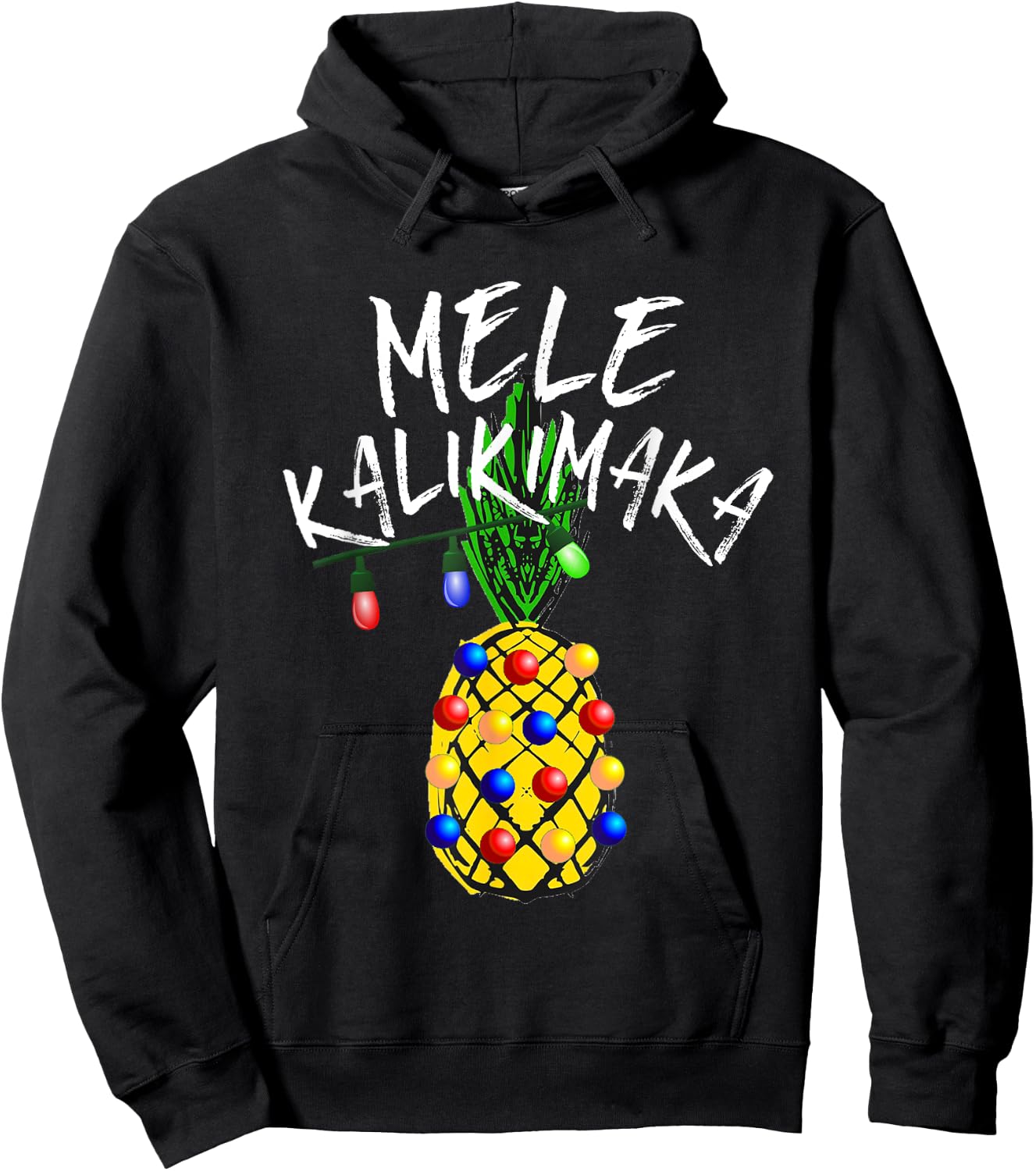 Mele Kalikimaka Pineapple Merry Christmas Hawaii Hoodie - Hoodie | Black