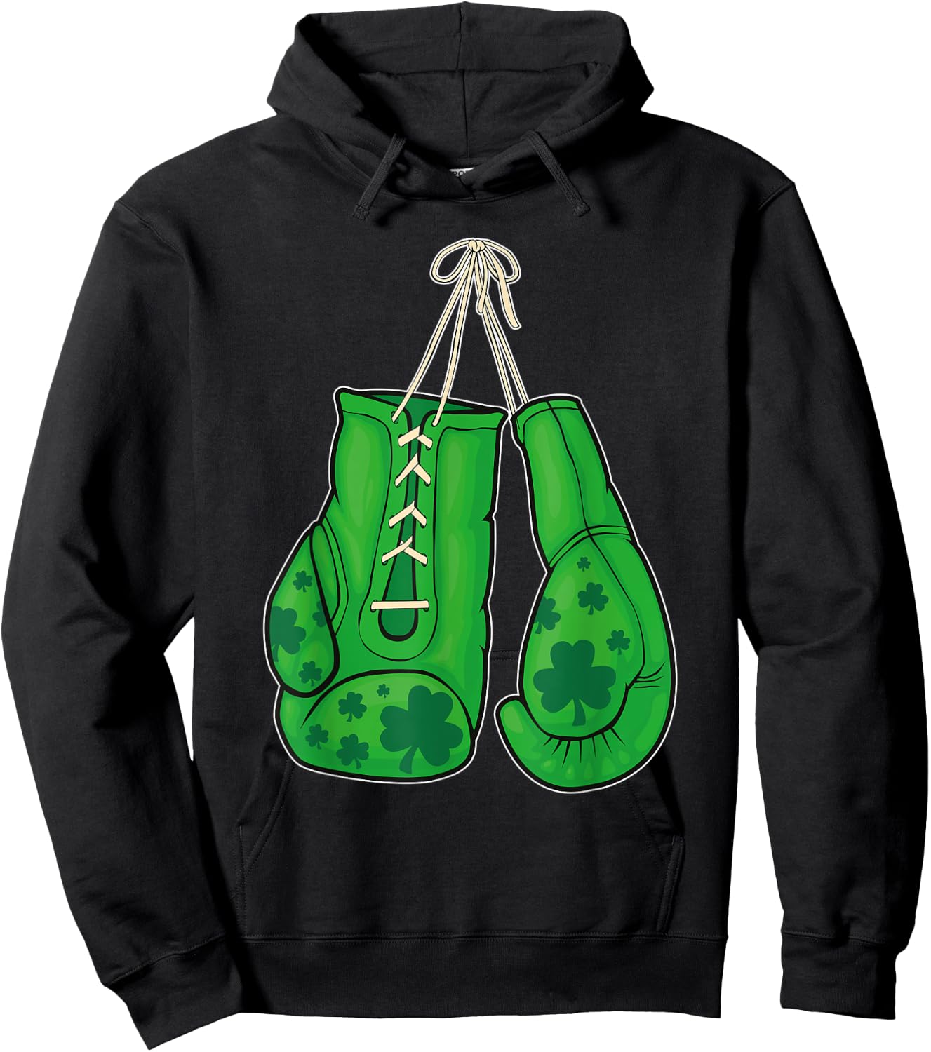 St Patricks Day Boxing Gloves Green Lucky Shamrock Hoodie - Hoodie | Black