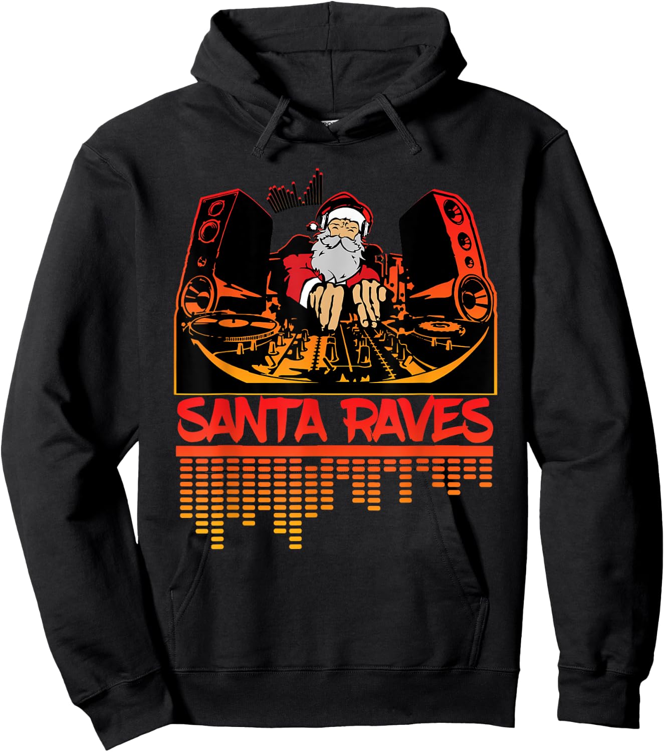 Santa Raves EDM Rave - DJ Christmas Outfit Hoodie - Hoodie | Black