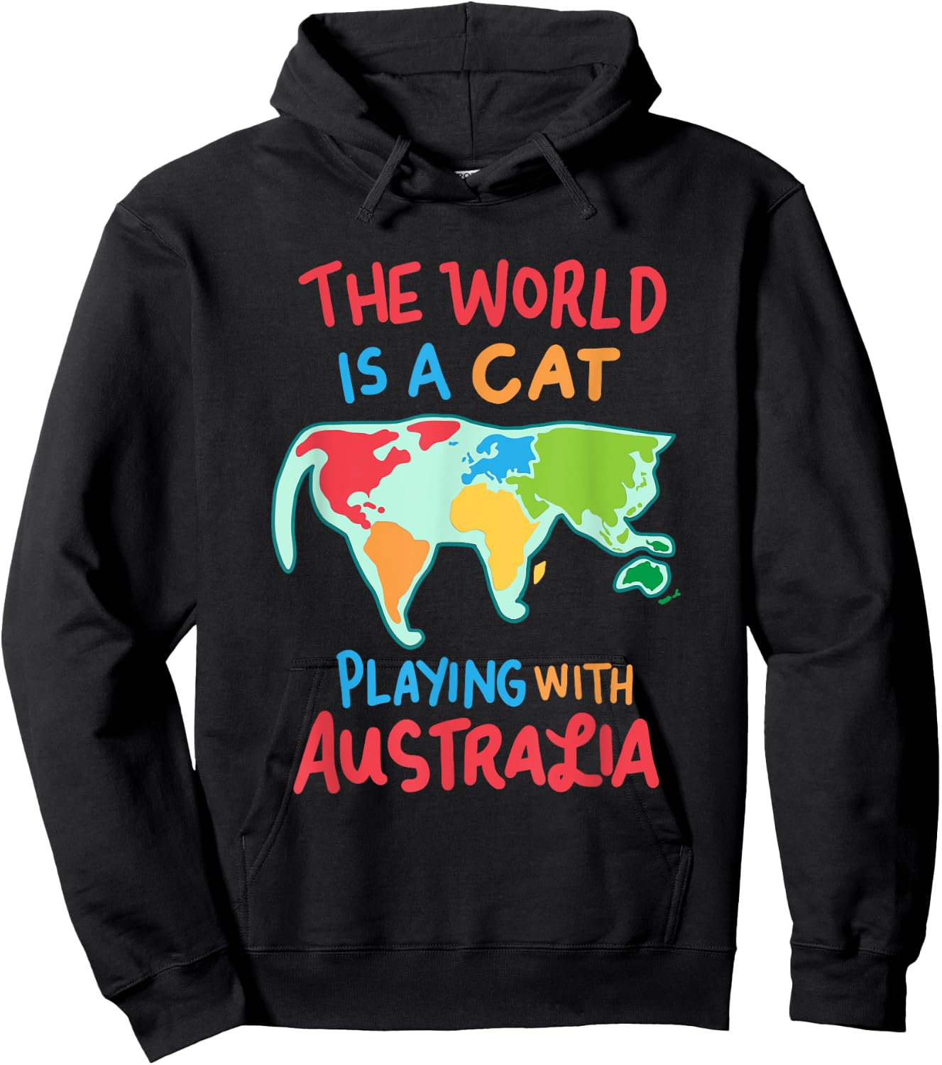 The World Is A Cat Playing With Australia Women Girls Kids Hoodie - Hoodie | Black