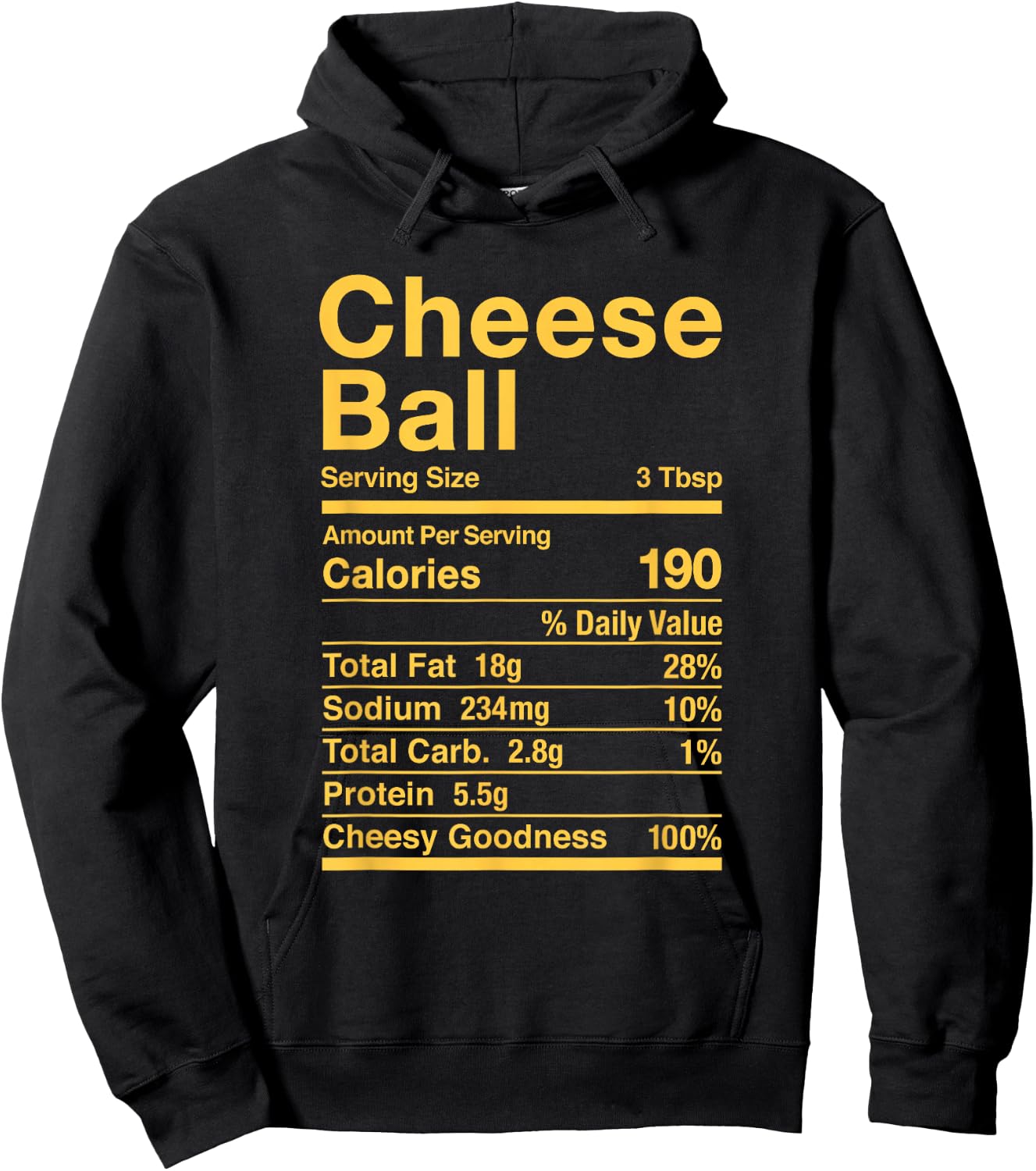 Cheese Ball Retro Nutrition Facts Matching Hoodie - Hoodie | Black