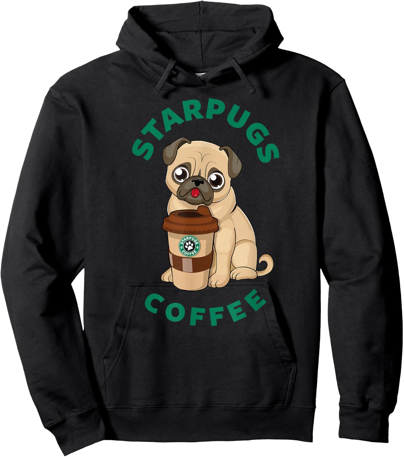 funny starpugs coffee t shirt Gift lover Puppy dogs pug Hoodie - Hoodie | Black