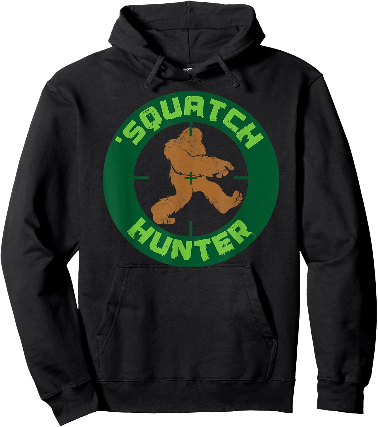Squatch Hunter , Funny Sasquach Bigfoot Hunting Hoodie - Hoodie | Black