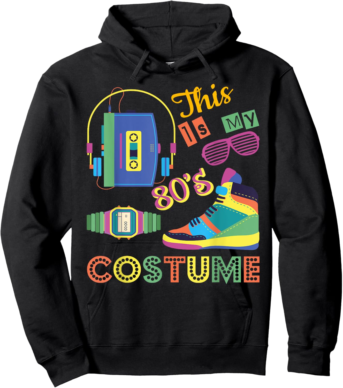 This Is My 80s Costume 1980s Awesome Vintage Retro Hoodie - Hoodie | Black
