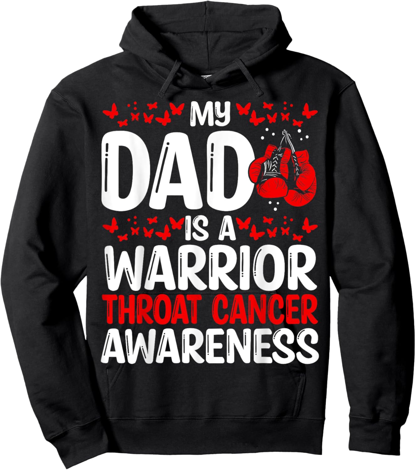 Throat Cancer Awareness Ribbon Survivor My Dad is a Warrior Hoodie - Hoodie | Black