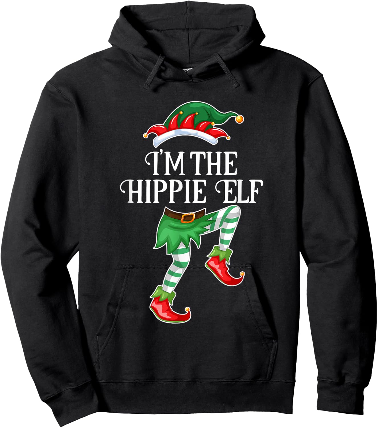 I'm the Hippie Elf Christmas Matching Family Group Gift Hoodie - Hoodie | Black