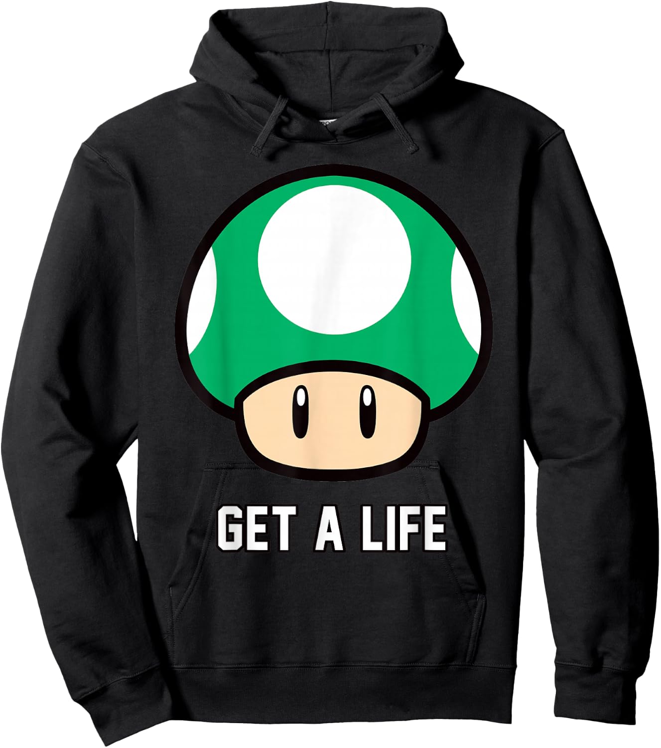 Super Mario 1-Up Mushroom Get A Life Hoodie - Hoodie | Black