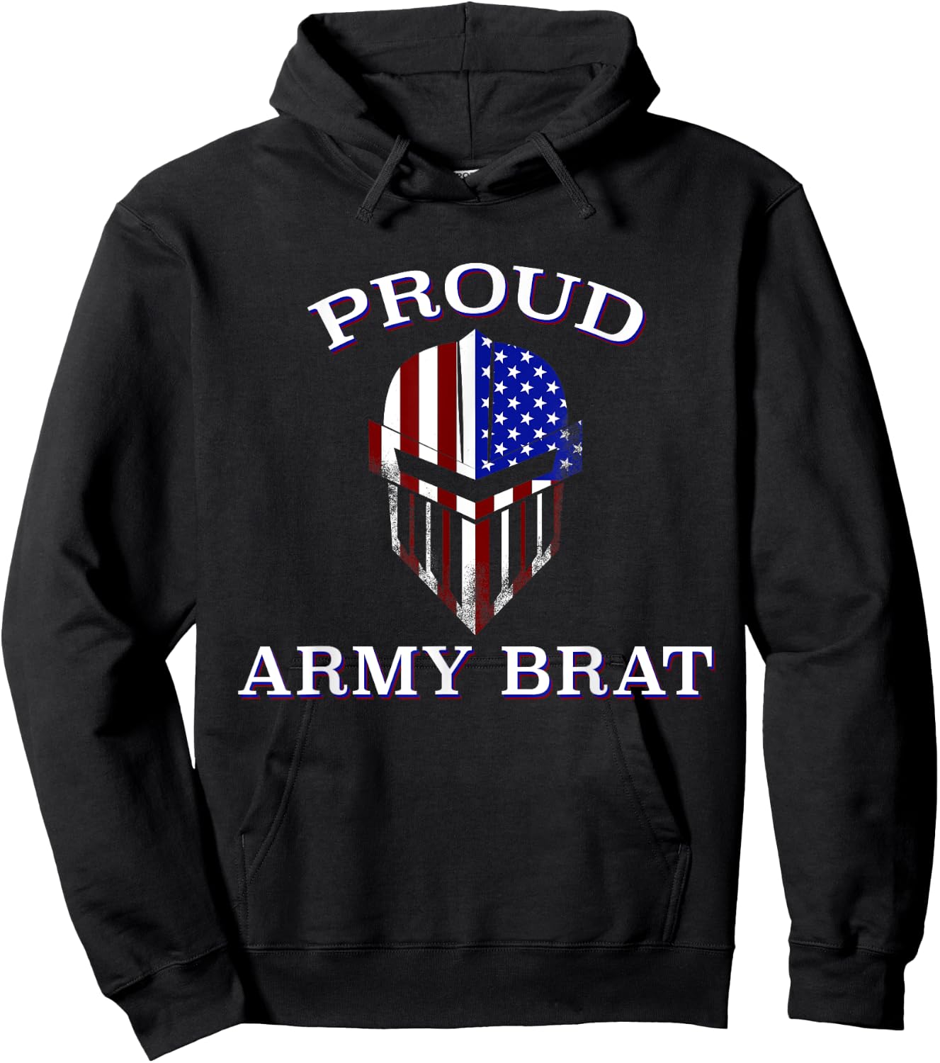 Proud Army Brat - American Flag Knight Hoodie - Hoodie | Black
