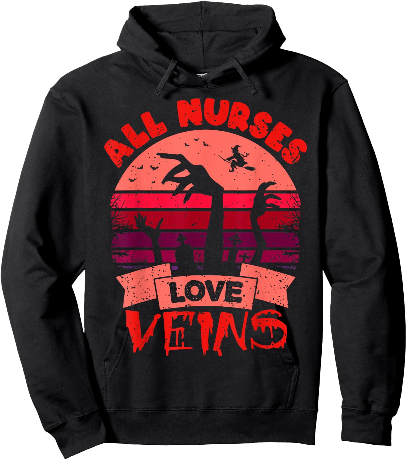 Funny Halloween Nurse Shirt All Nurses Love Veins Vampire Hoodie - Hoodie | Black