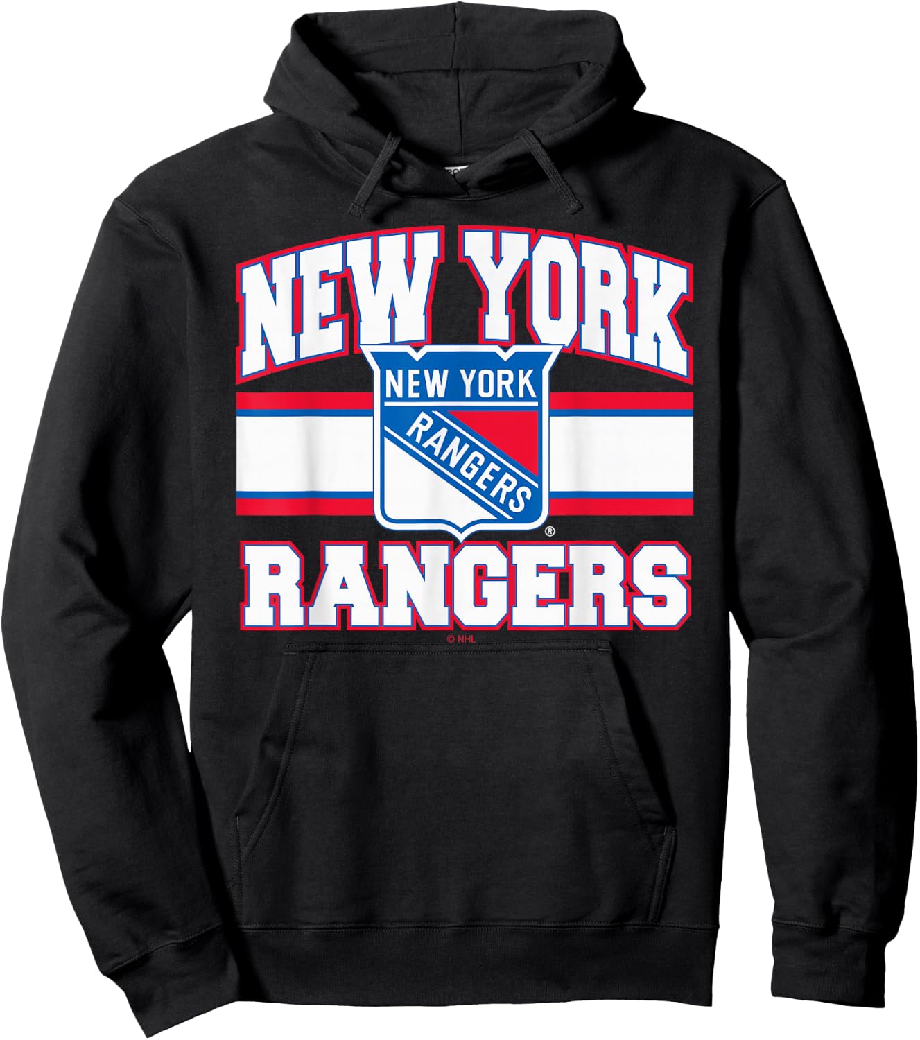 New York Rangers Stripe Black Officially Licensed Hoodie - Hoodie | Black