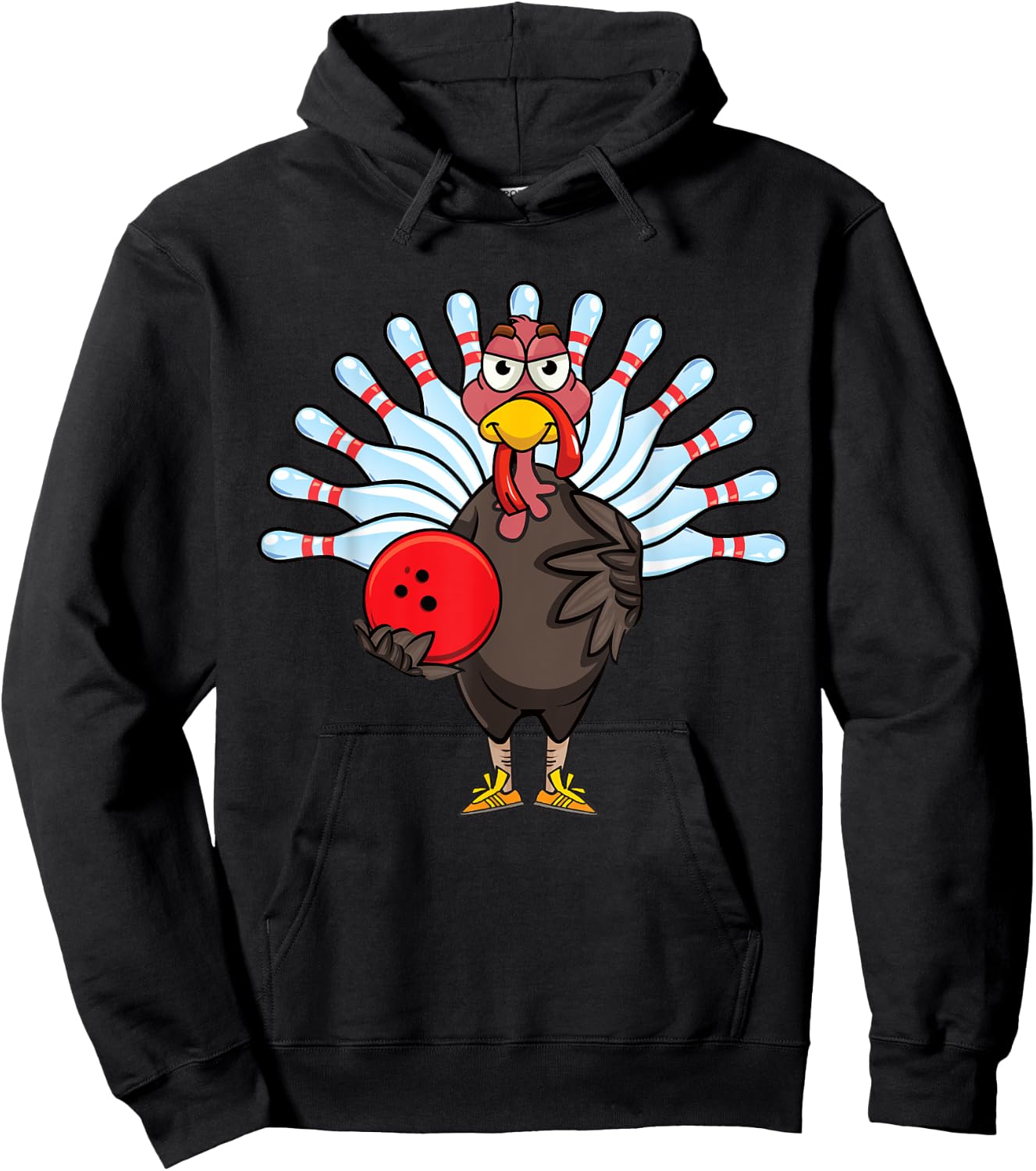 Thanksgiving Turkey Bowling Pin Matching Team Gift Hoodie - Hoodie | Black