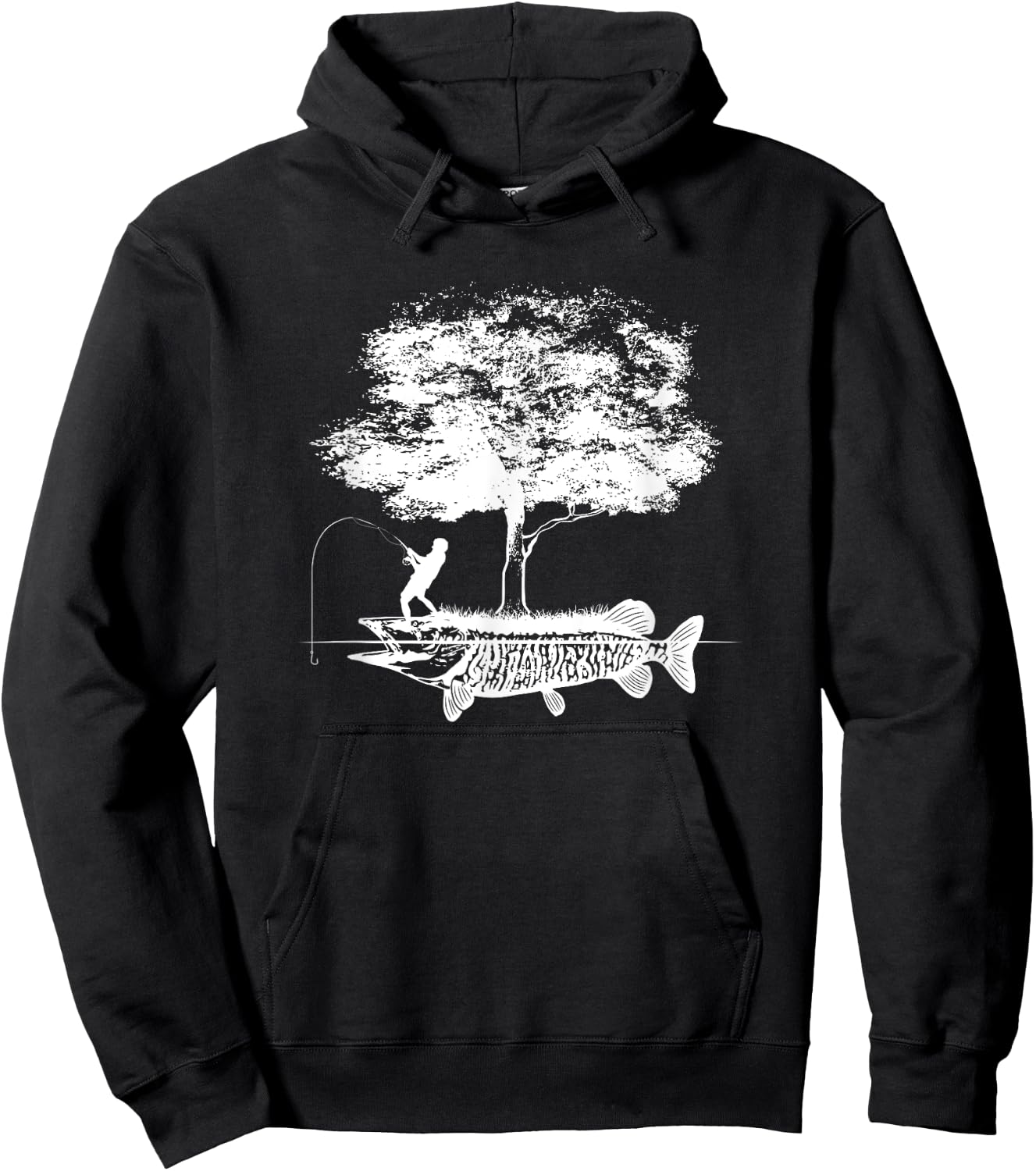 Musky Fish Artistic Boys Love Muskie Fishing Gift Hoodie - Hoodie | Black