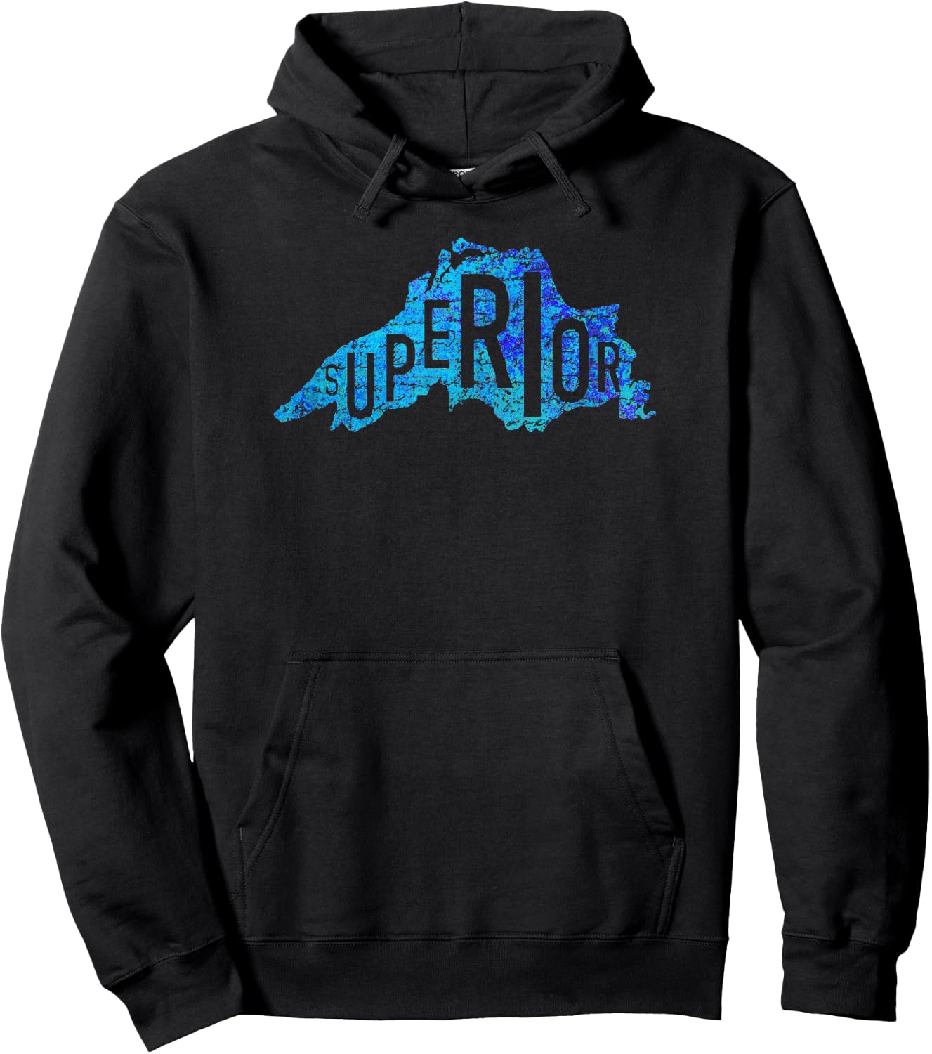 Distressed Great Lakes Lake Superior Hoodie - Hoodie | Black