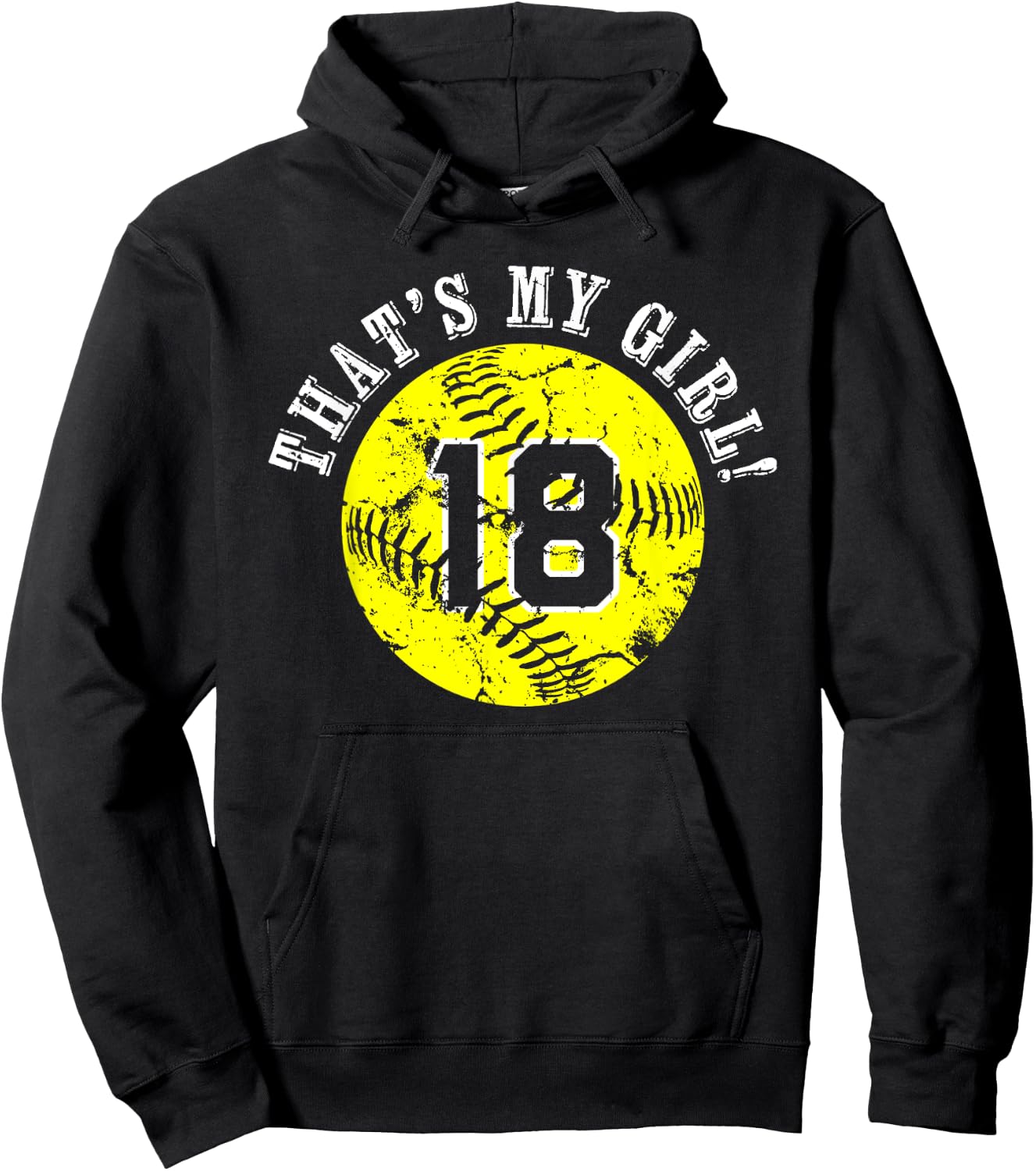 Unique That's My Girl #18 Softball Player Mom or Dad Gifts Hoodie - Hoodie | Black