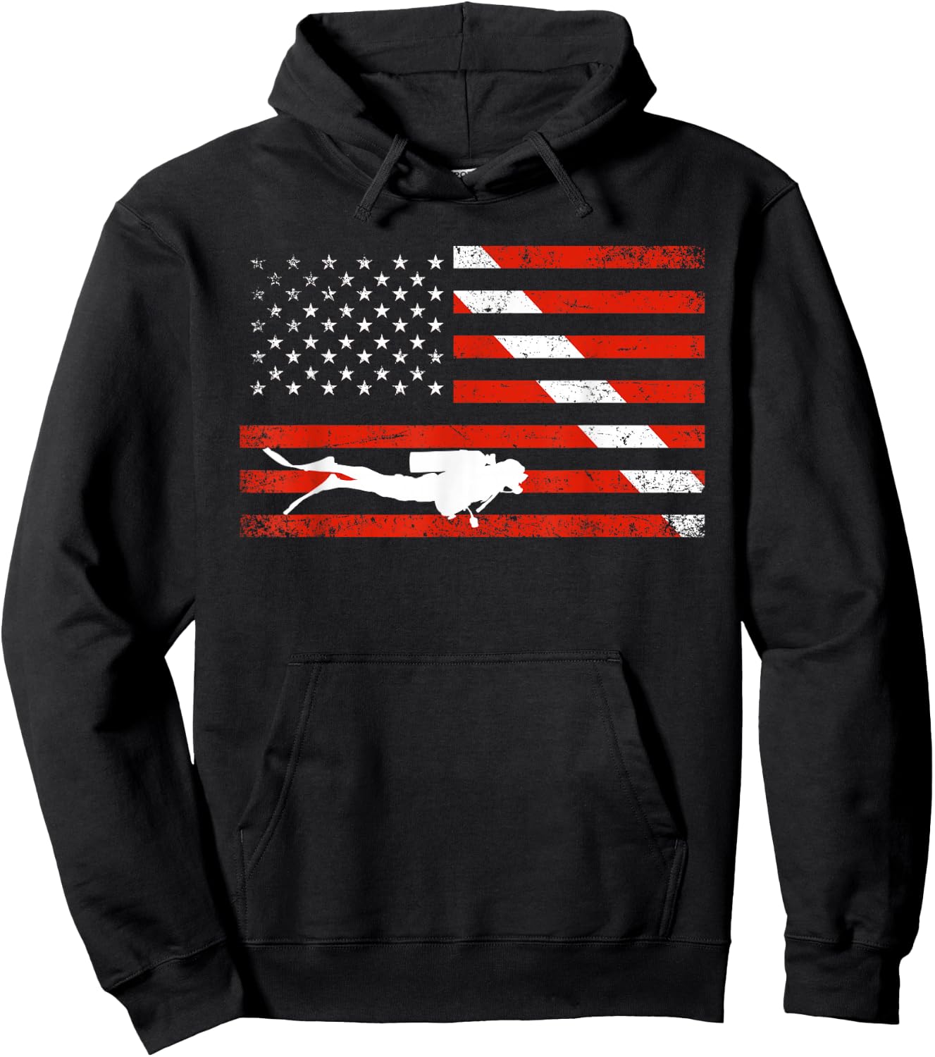 Diver Down Dive Flag Scuba Diving American Flag Hoodie - Hoodie | Black