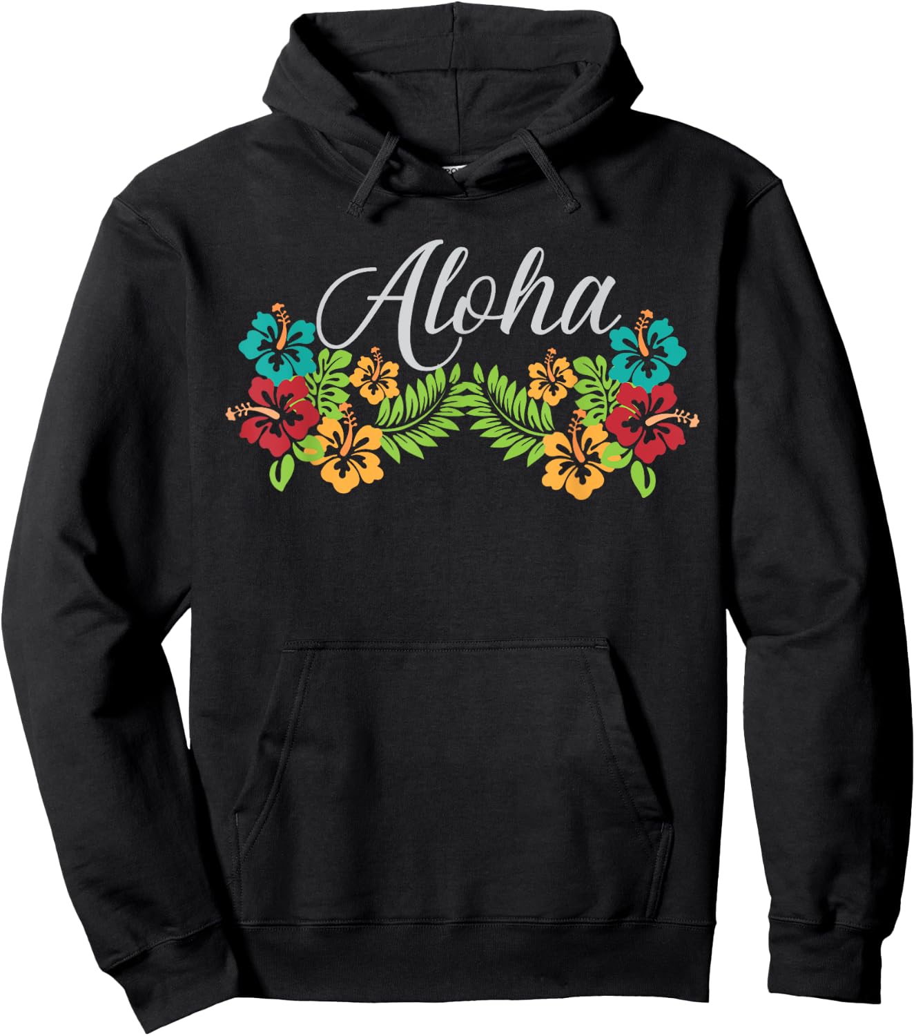 Aloha Hawaii Hibiscus Flower - Aloha Ohana Hawaiian Hoodie - Hoodie | Black