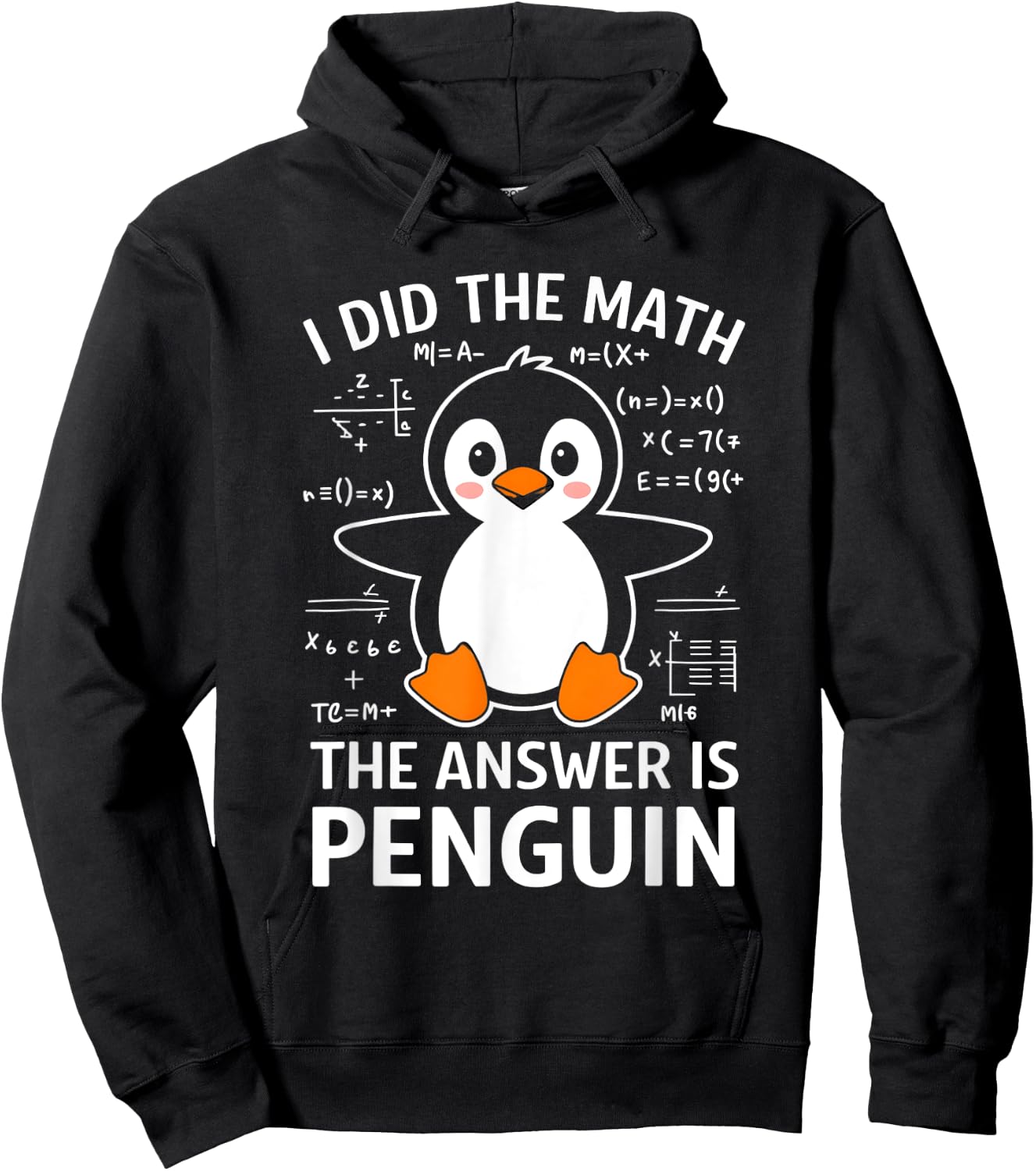 Cute Penguin With Math Design Hoodie - Hoodie | Black