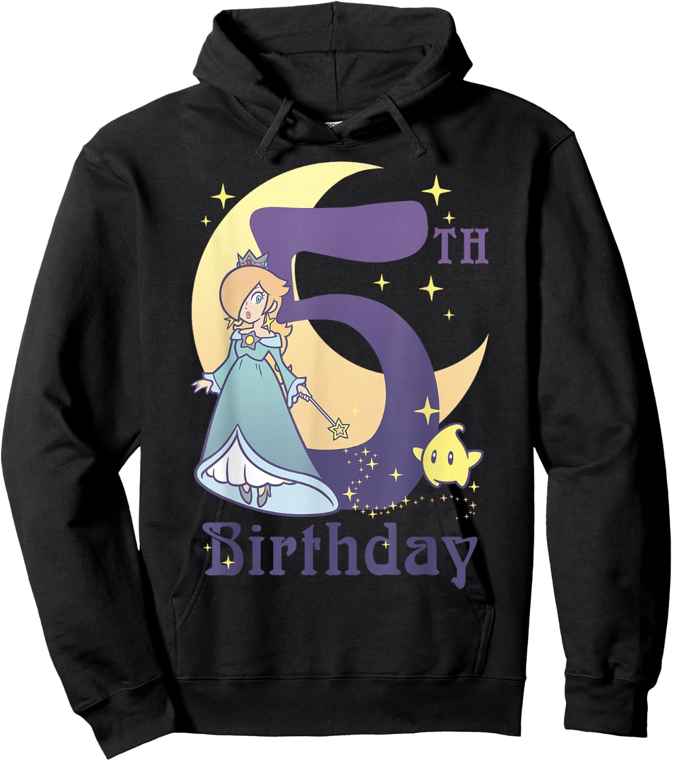 Super Mario Rosalina And Luma 5th Birthday Moon Portrait Hoodie - Hoodie | Black