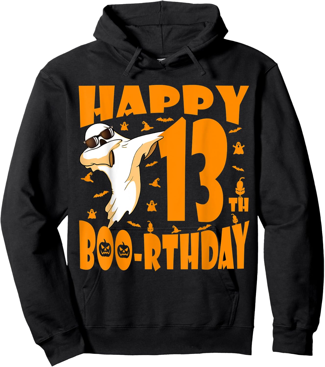 Dabbing Ghost Happy Birthday 13th Happy Boo-rthday Pumpkin Hoodie - Hoodie | Black