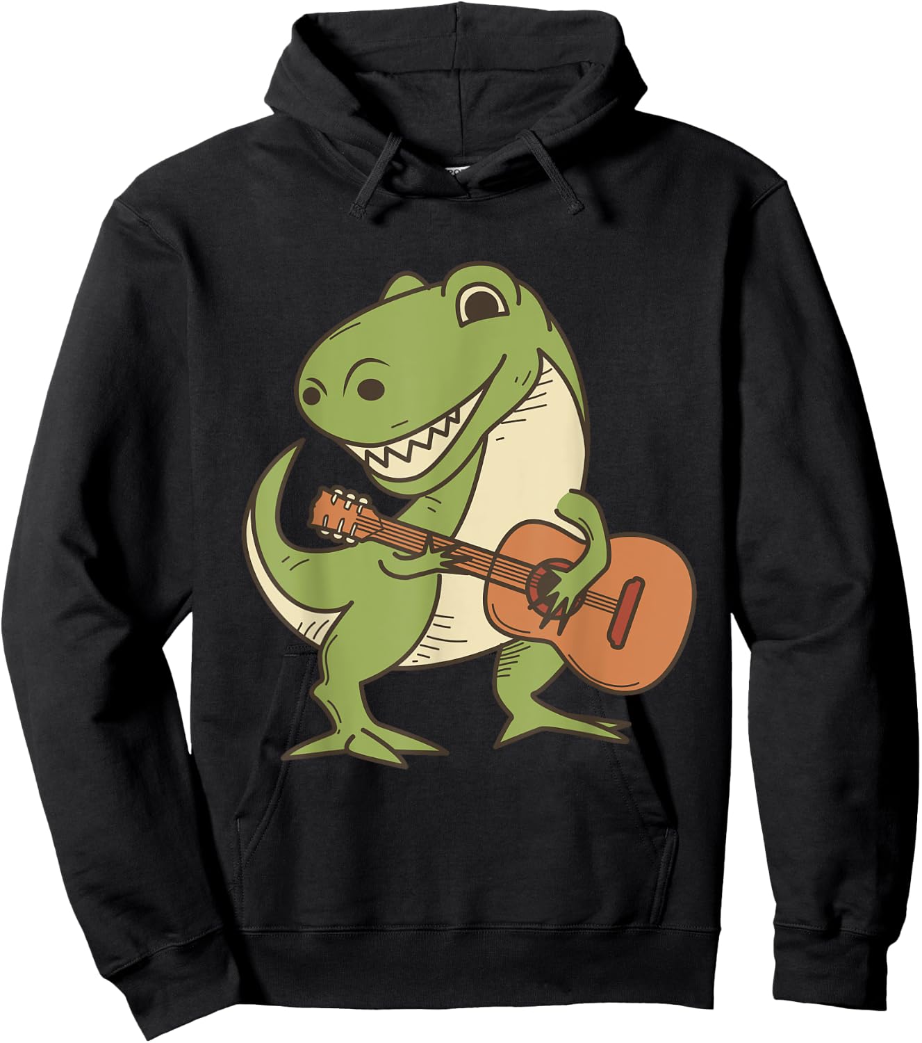 Dinosaur Playing Guitar Shirt | Cool Dino Music Lover Gift Hoodie - Hoodie | Black