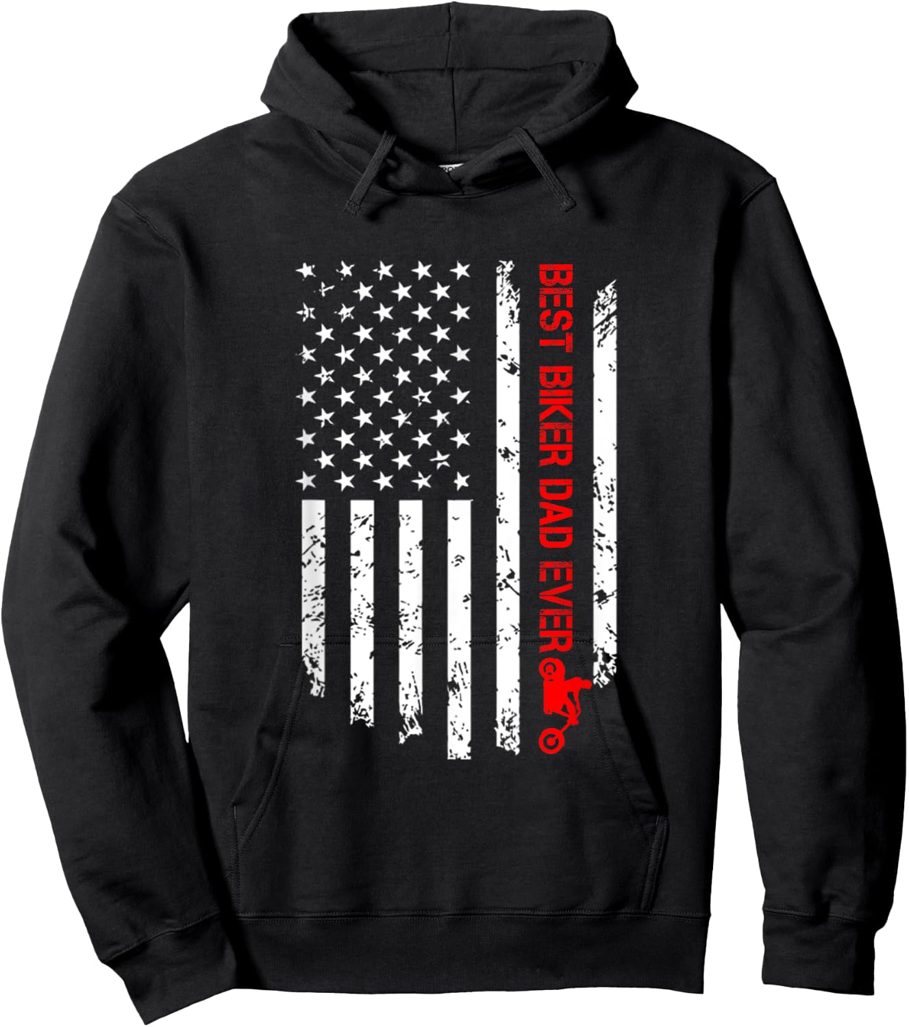 Best Biker Dad Ever American Flag Cool Hoodie - Hoodie | Black