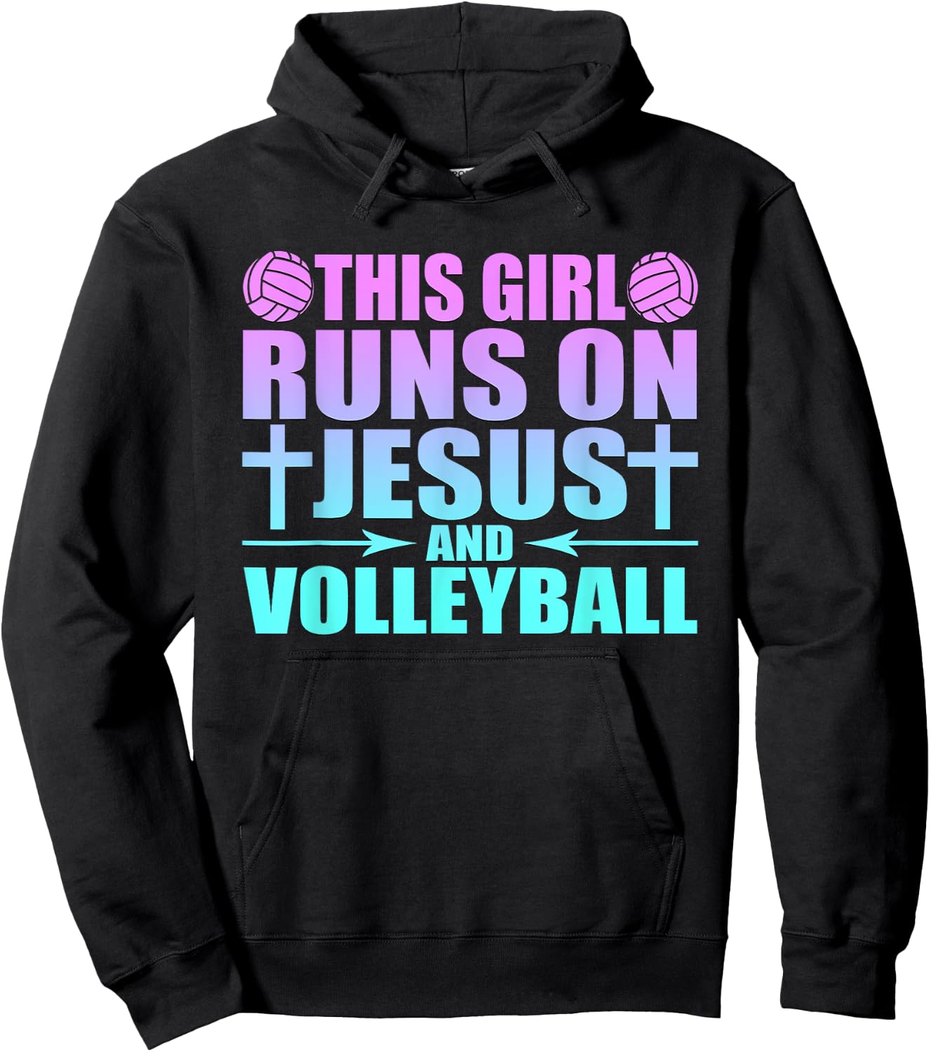 This Girl Runs On Jesus And Volleyball Novelty Hoodie - Hoodie | Black